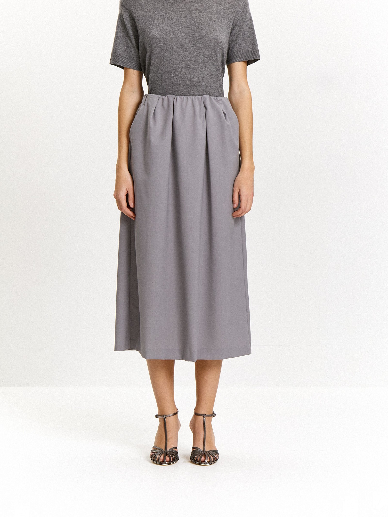 Юбка миди на резинке из костюмной шерсти