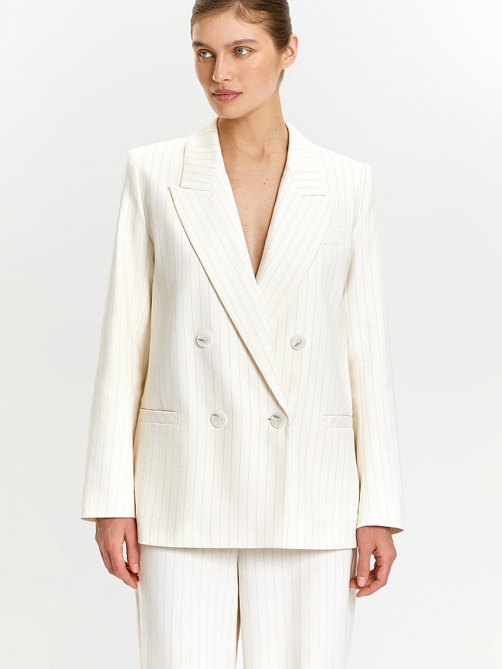 Двубортный жакет в полоску