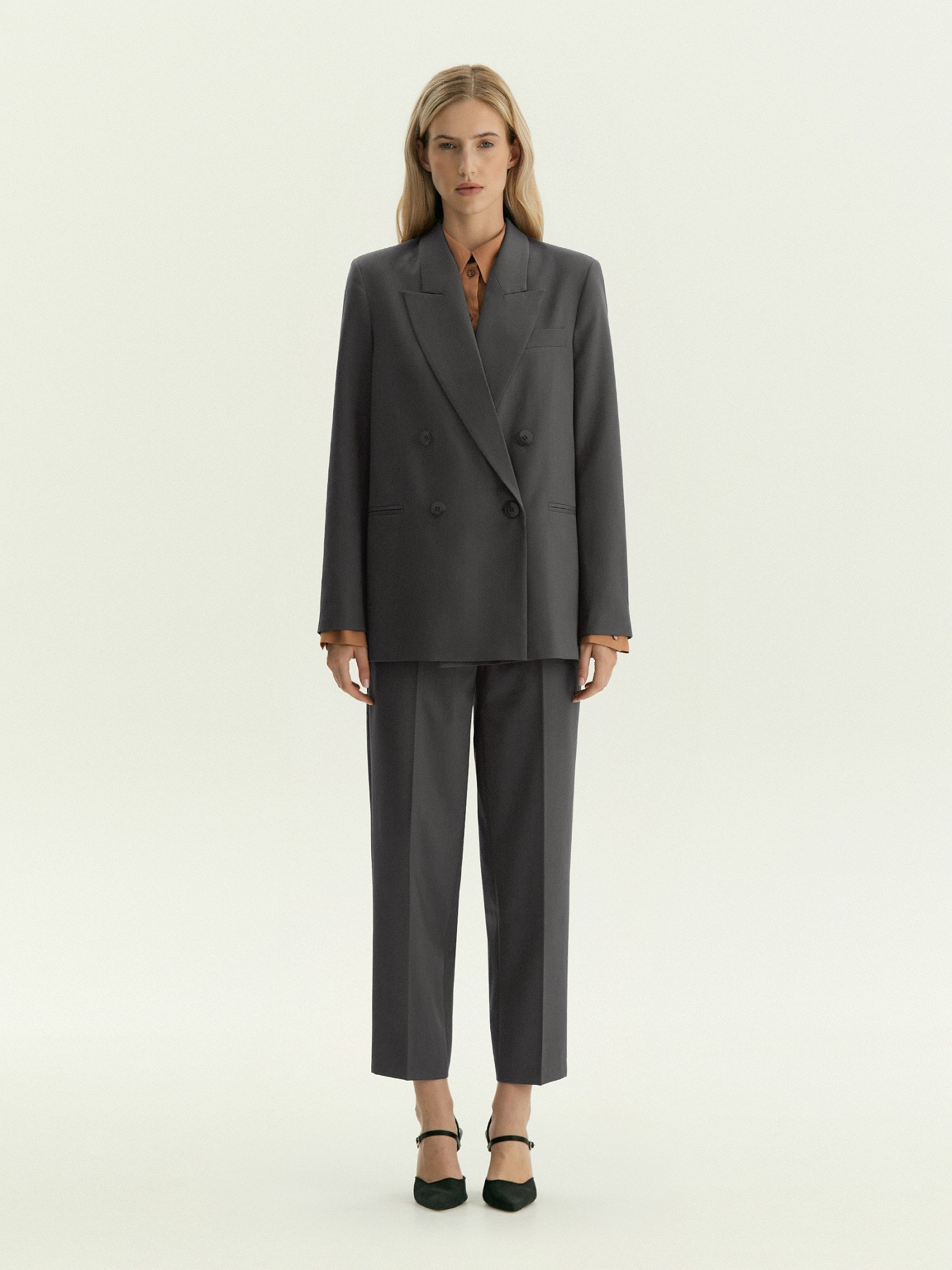 Двубортный жакет из костюмной шерсти
