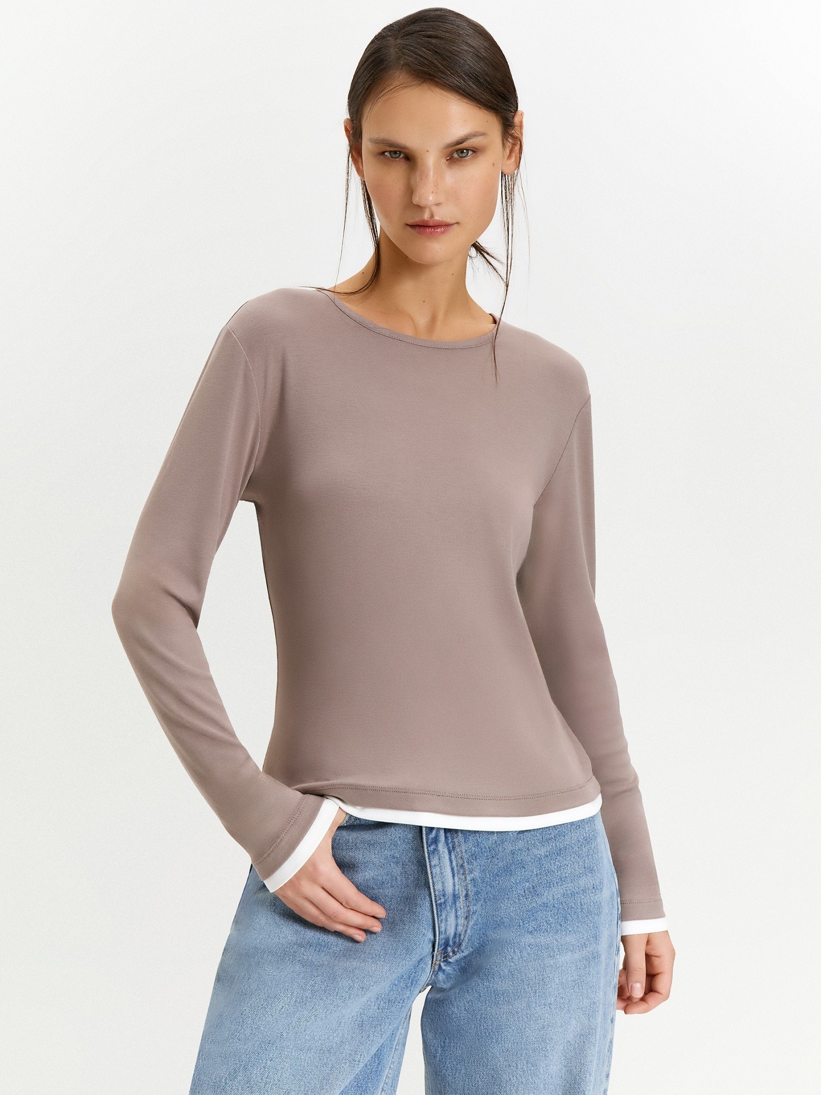 Лонгслив однотонный из вискозы