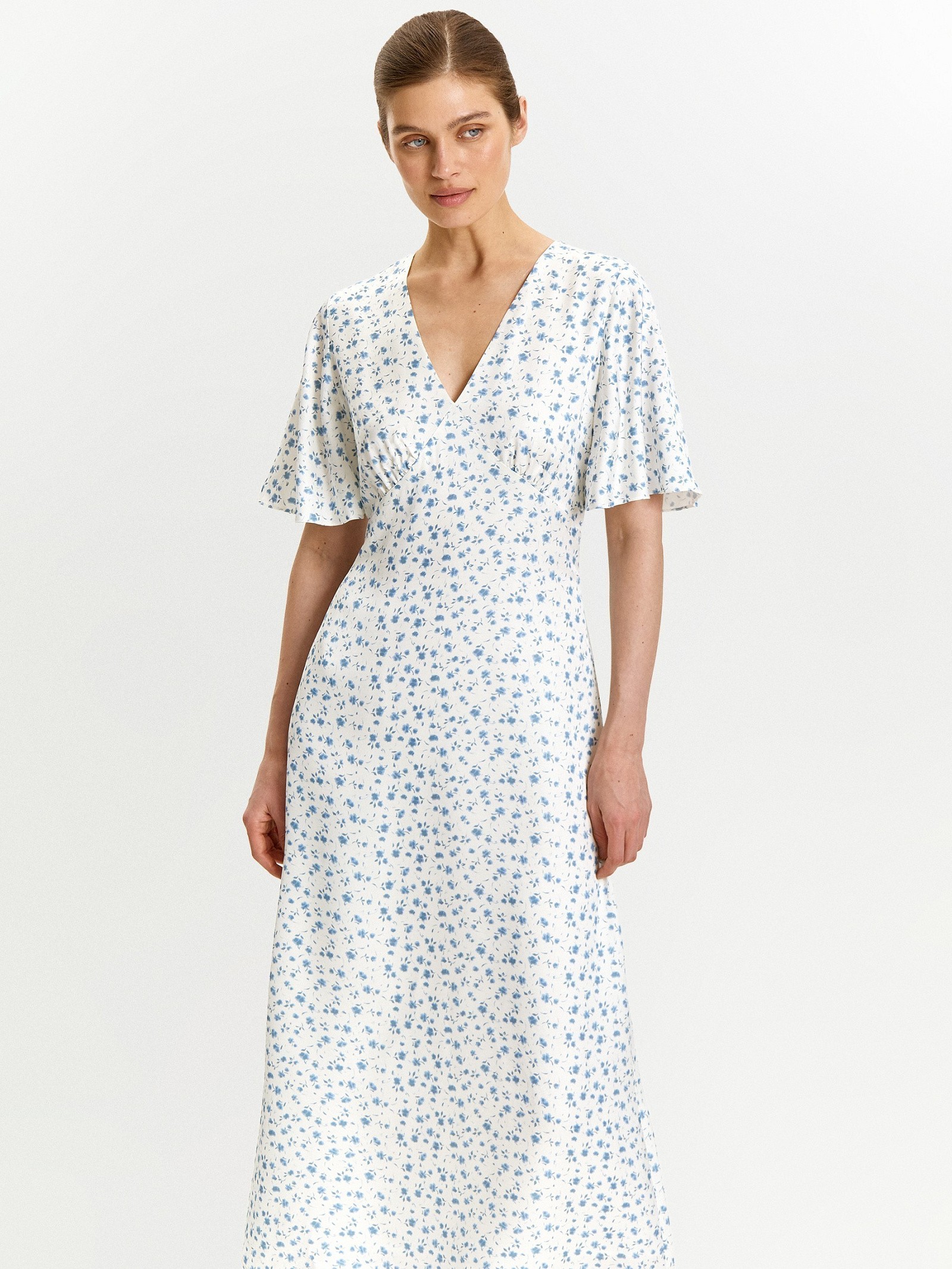 Платье макси из 100% вискозы с цветочным принтом