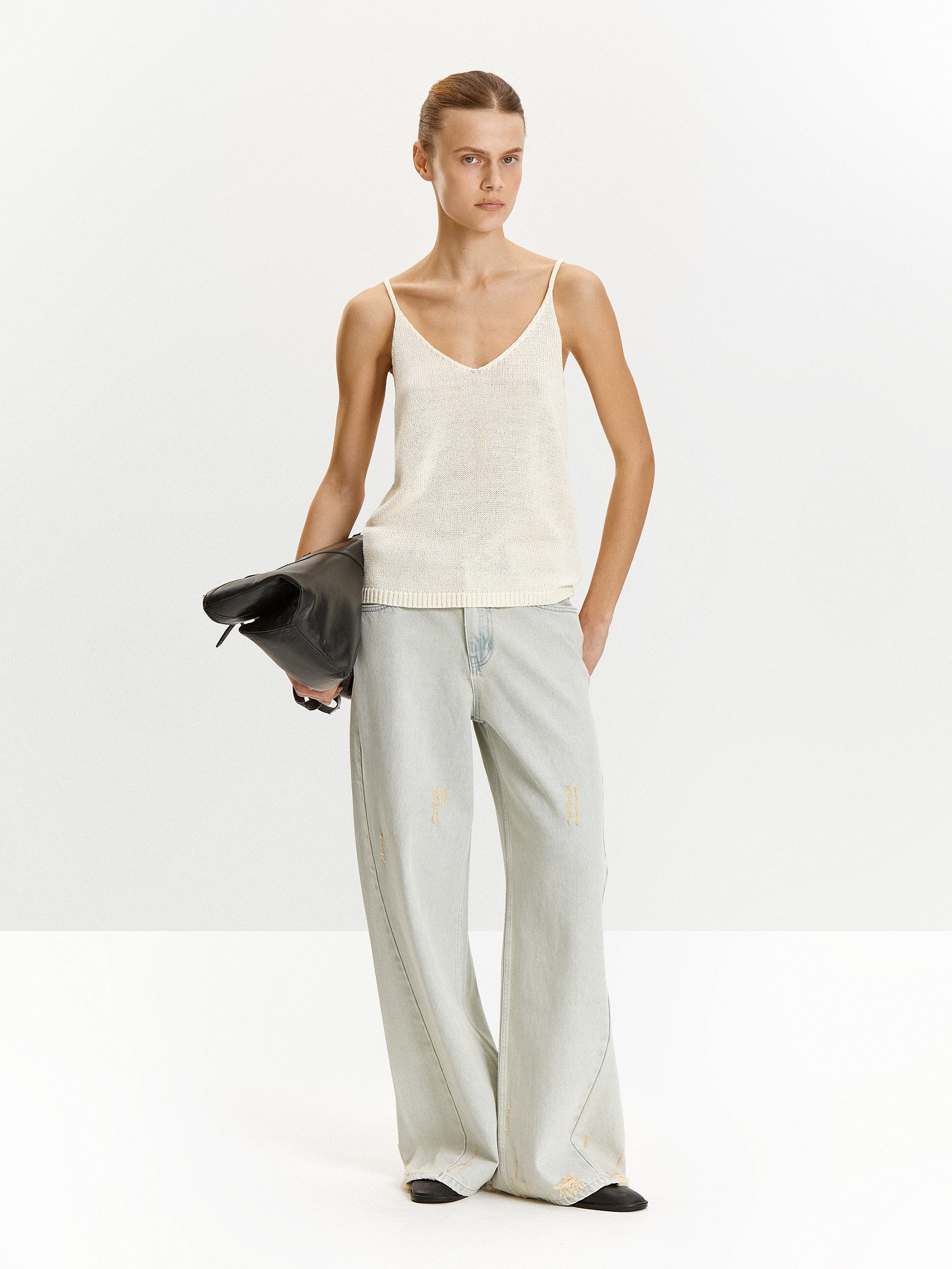 Трикотажный топ с металлизированной нитью