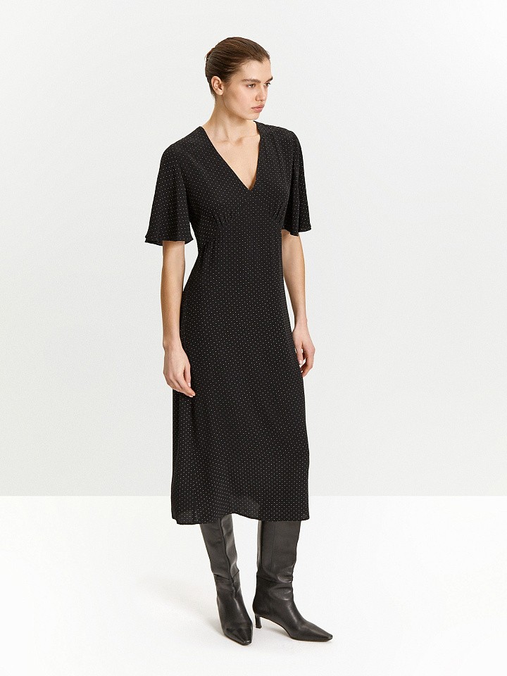 Платье миди из 100% вискозы в горох