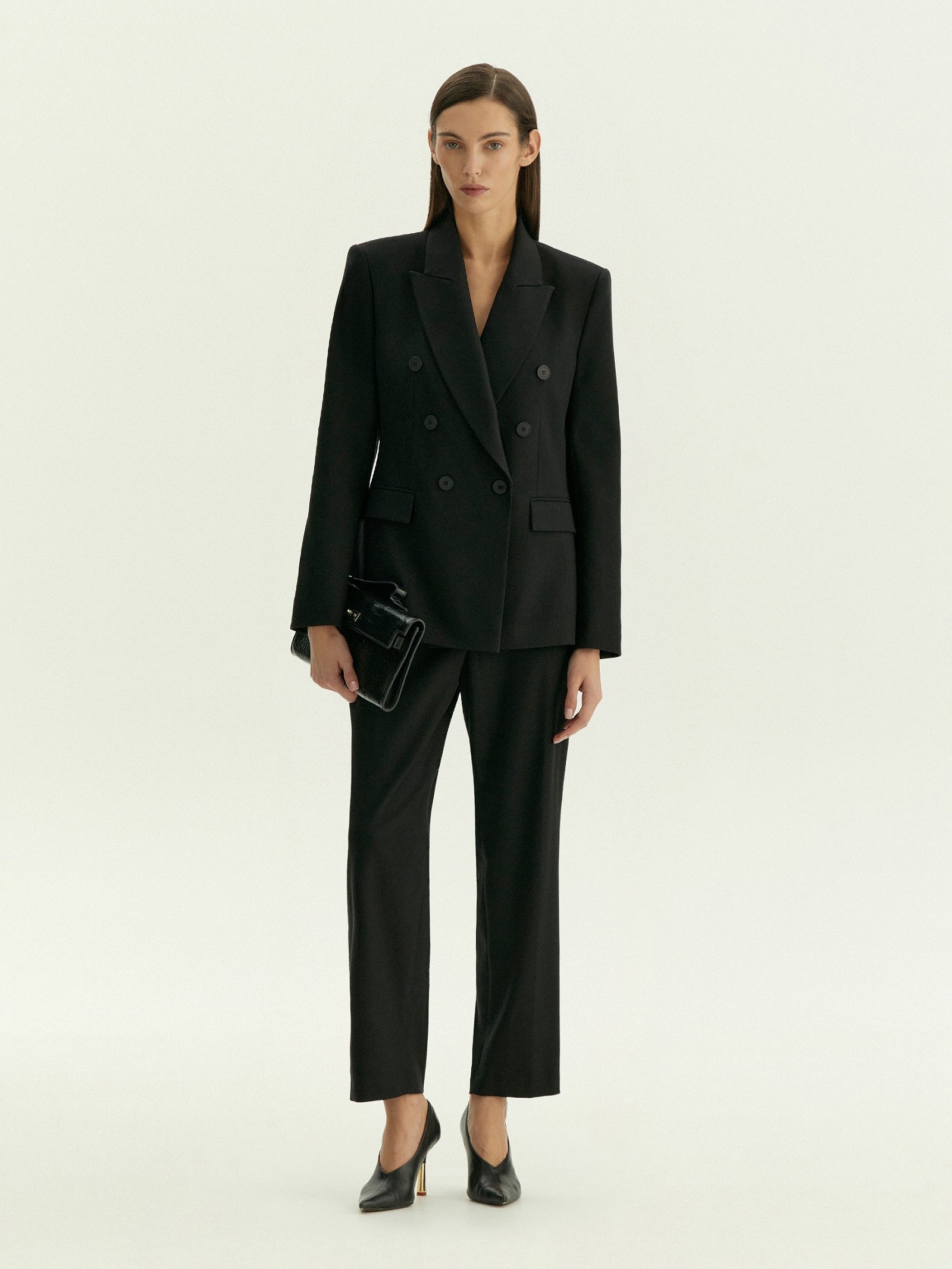 Двубортный жакет из костюмной шерсти