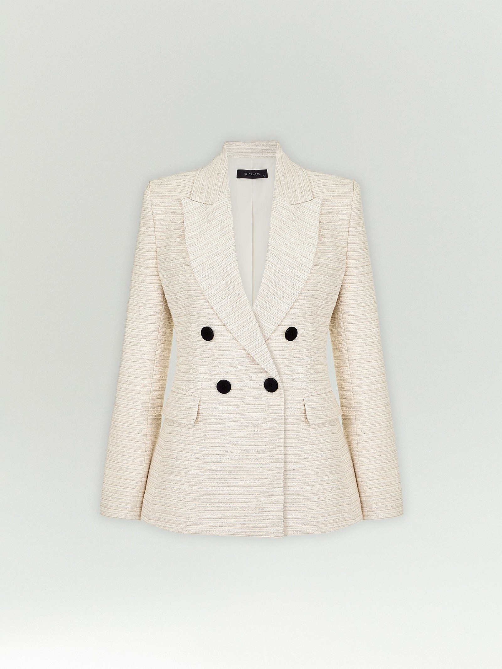 Двубортный жакет из твида с добавлением льна