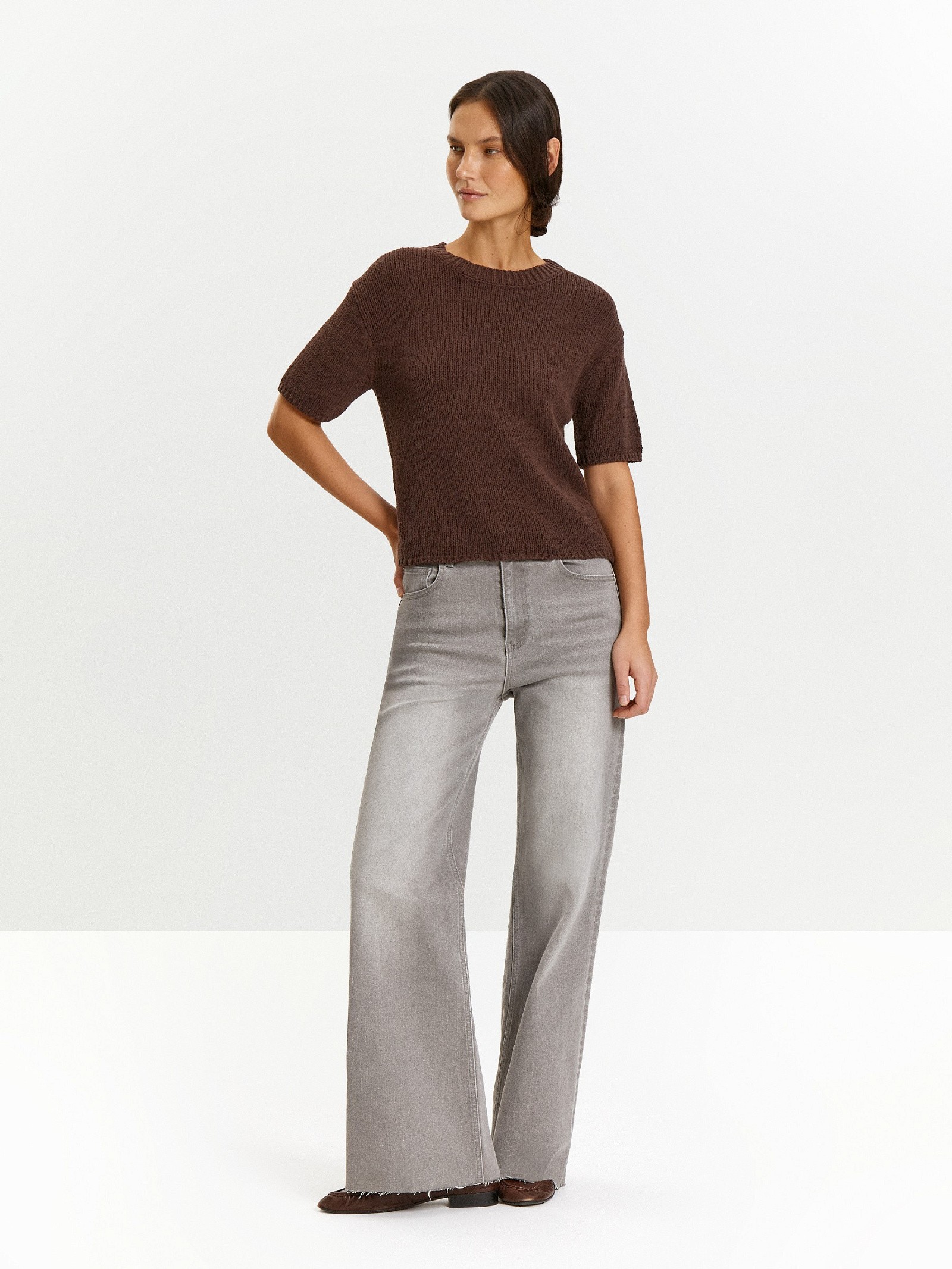 Джемпер с коротким рукавом из хлопка