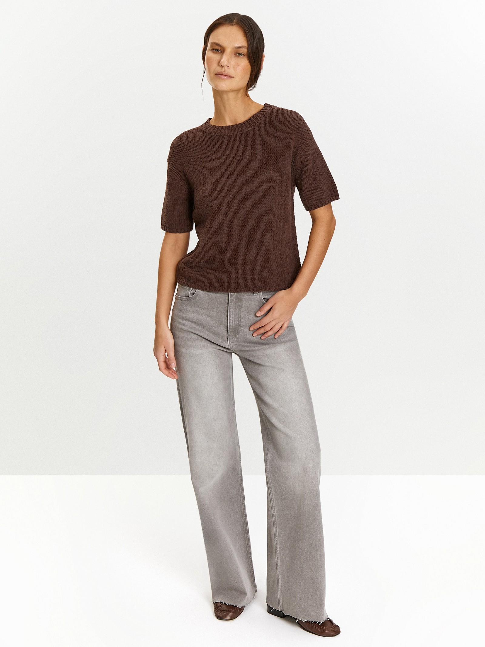 Джемпер с коротким рукавом из хлопка