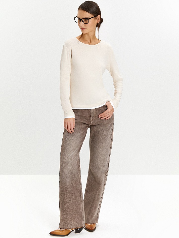 Лонгслив однотонный из вискозы