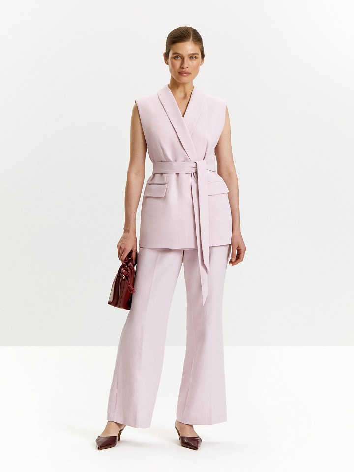 Брюки широкого кроя с защипами