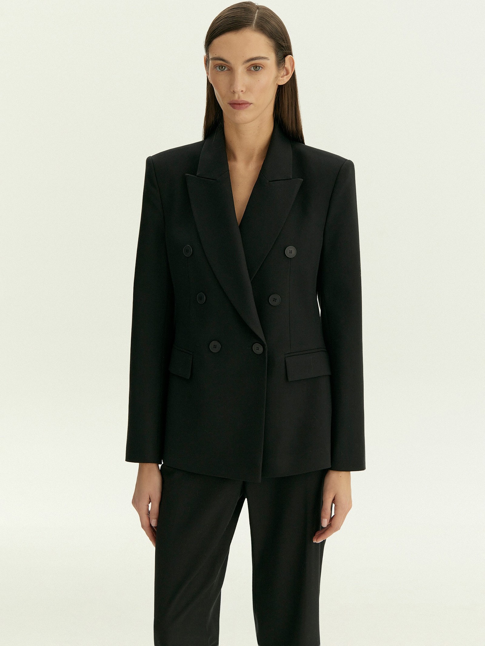 Двубортный жакет из костюмной шерсти
