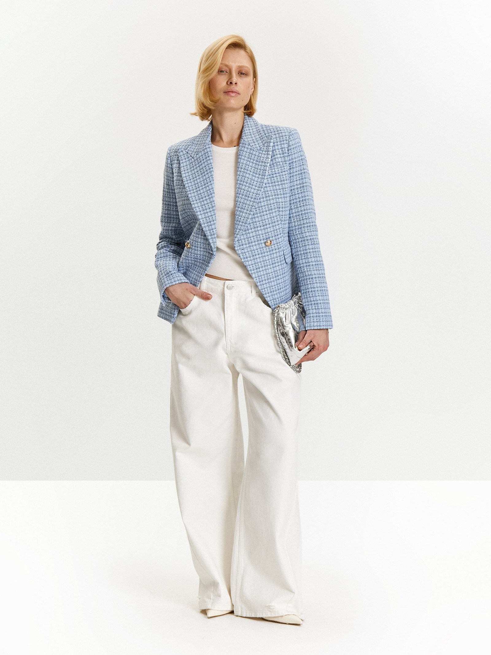 Жакет в клетку из твида