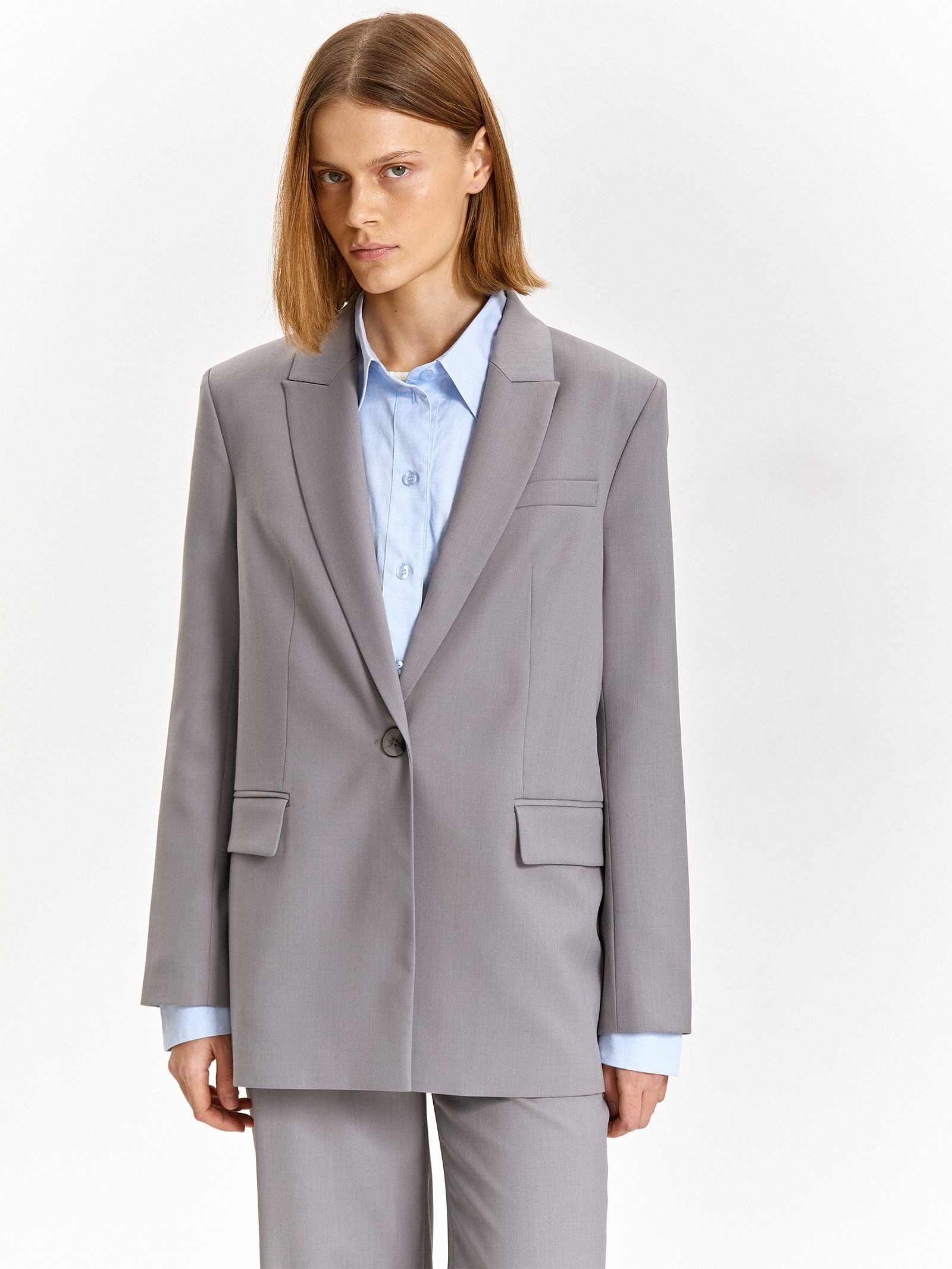 Однобортный жакет из костюмной шерсти