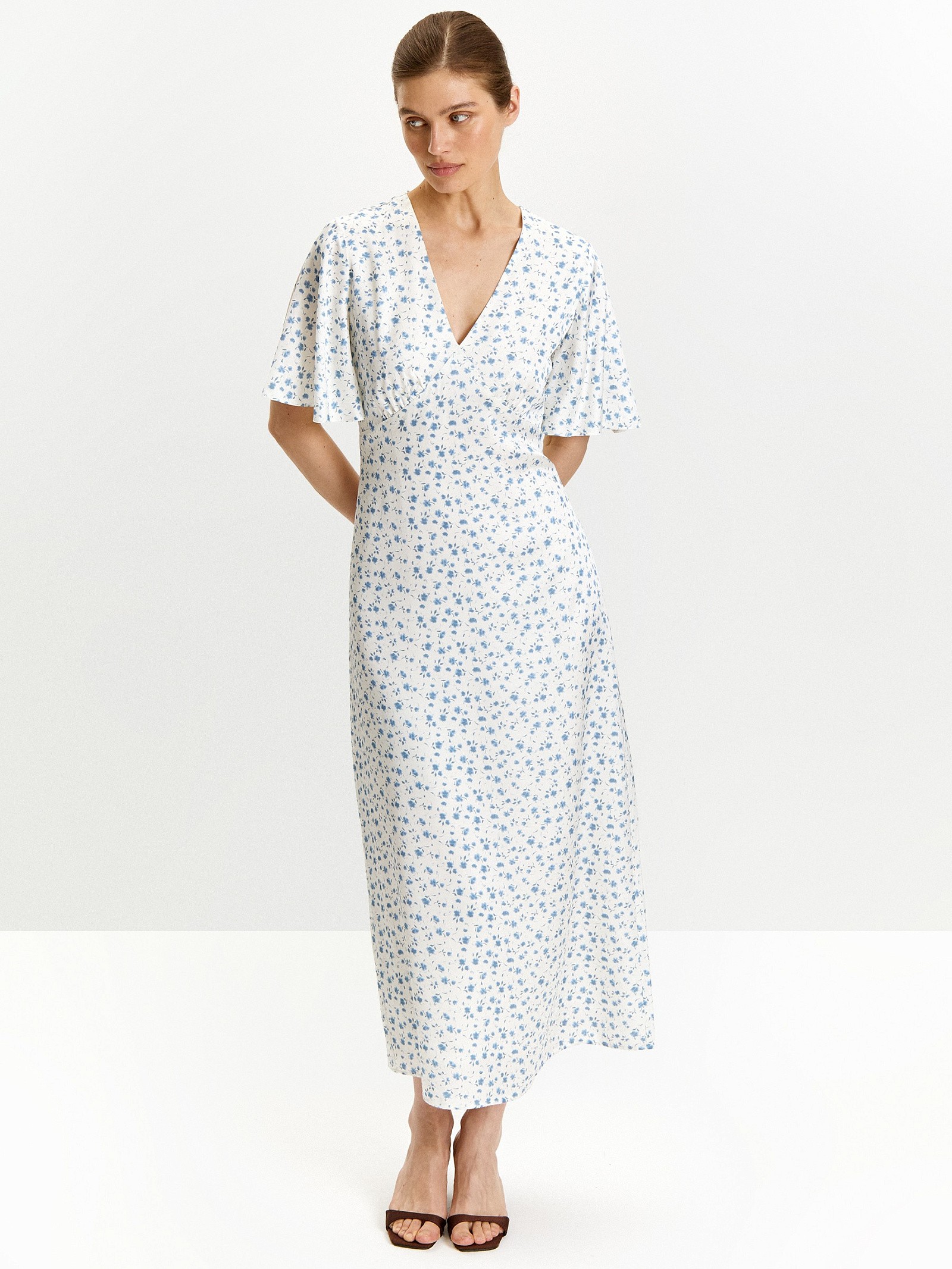 Платье макси из 100% вискозы с цветочным принтом