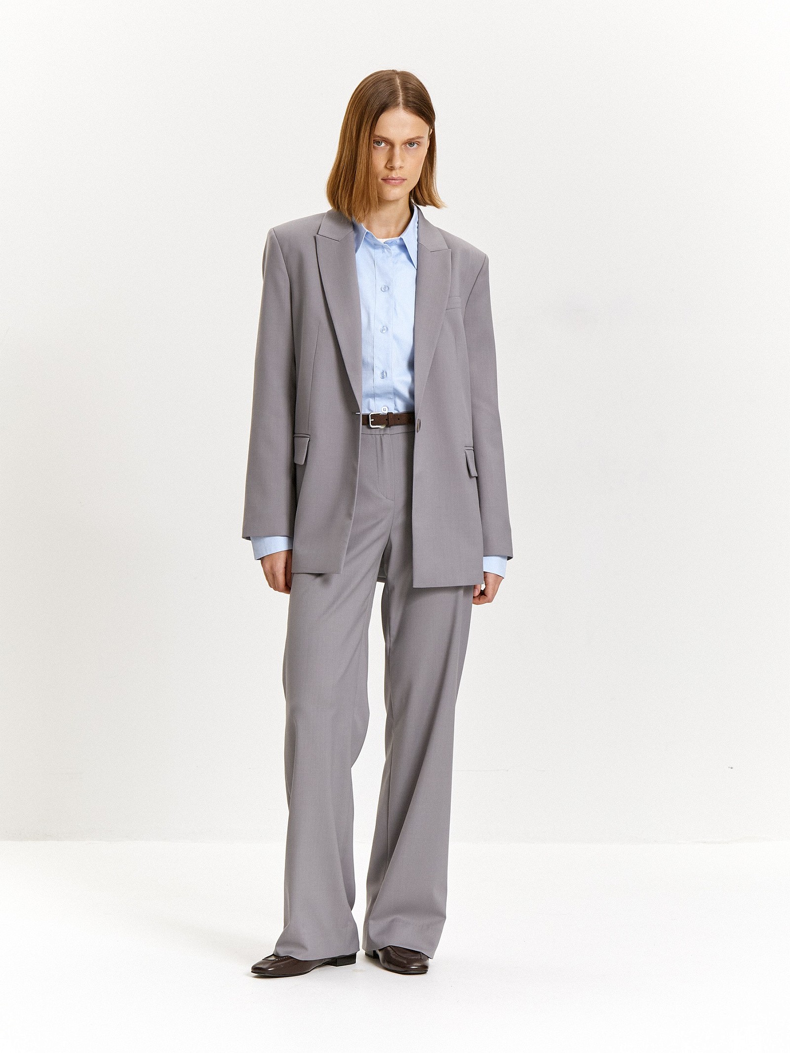 Однобортный жакет из костюмной шерсти