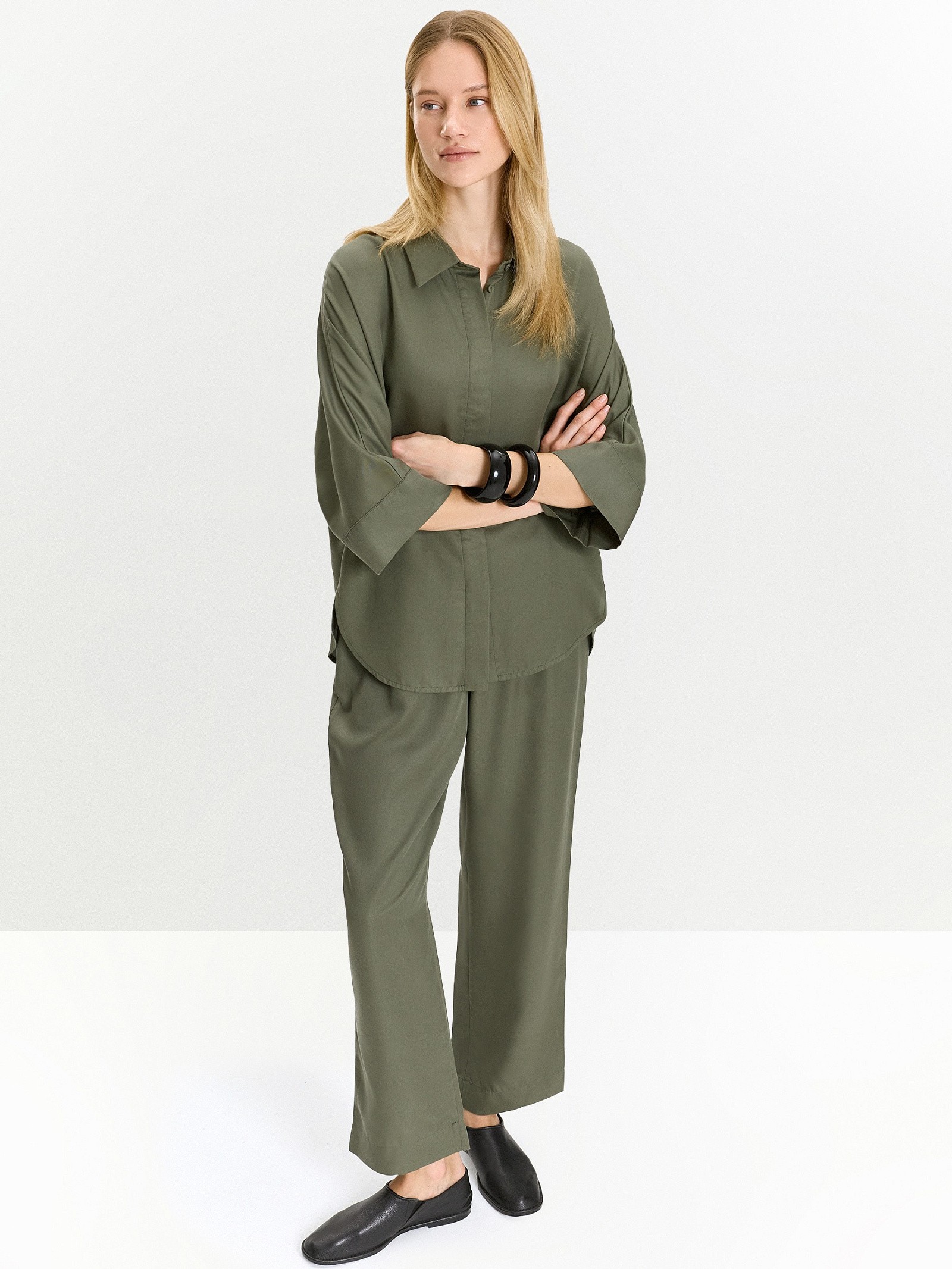 Брюки зауженного кроя из 100% тенсела