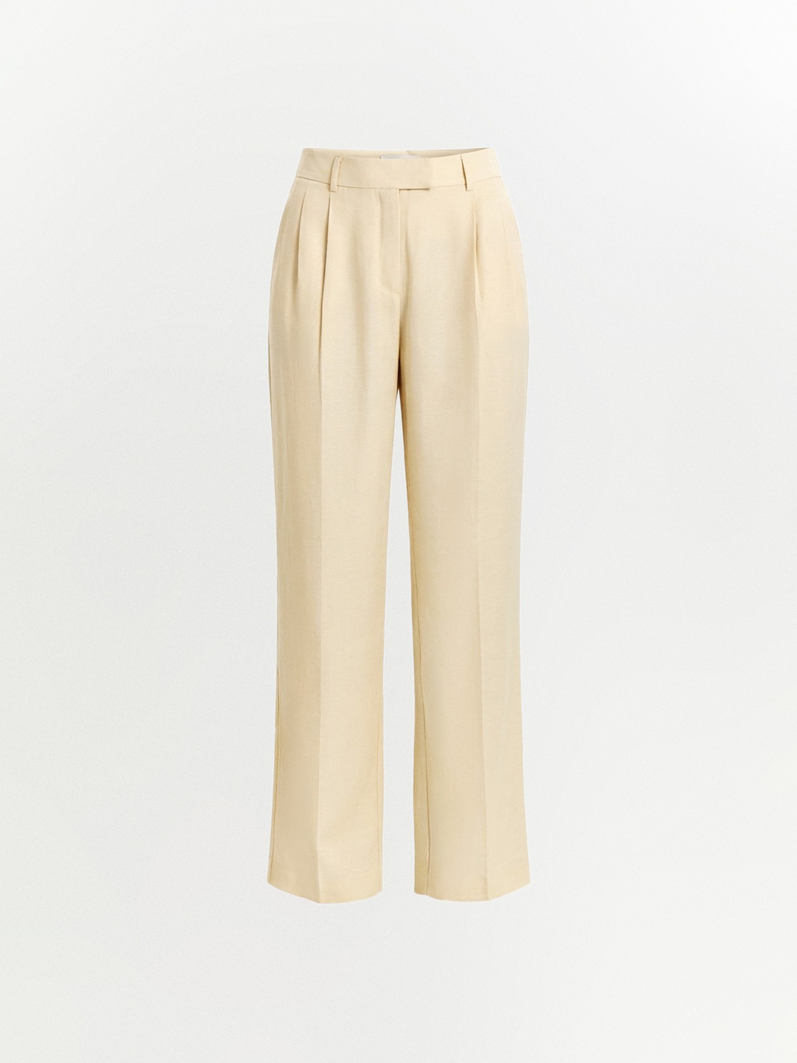 Брюки широкого кроя с защипами с добавлением льна