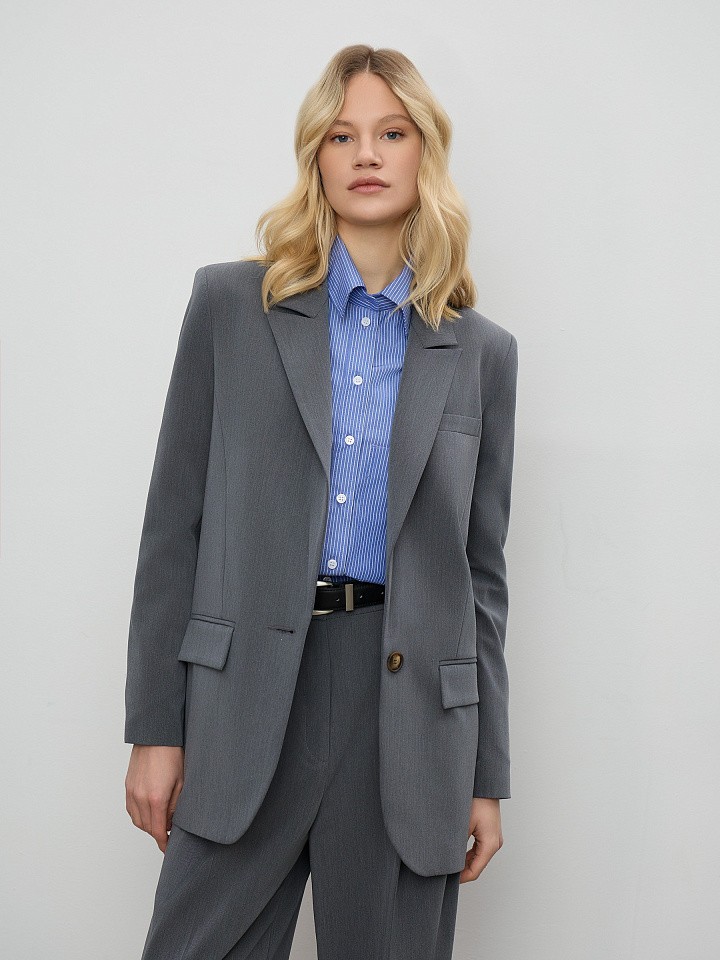 Жакет прямого кроя из костюмной шерсти