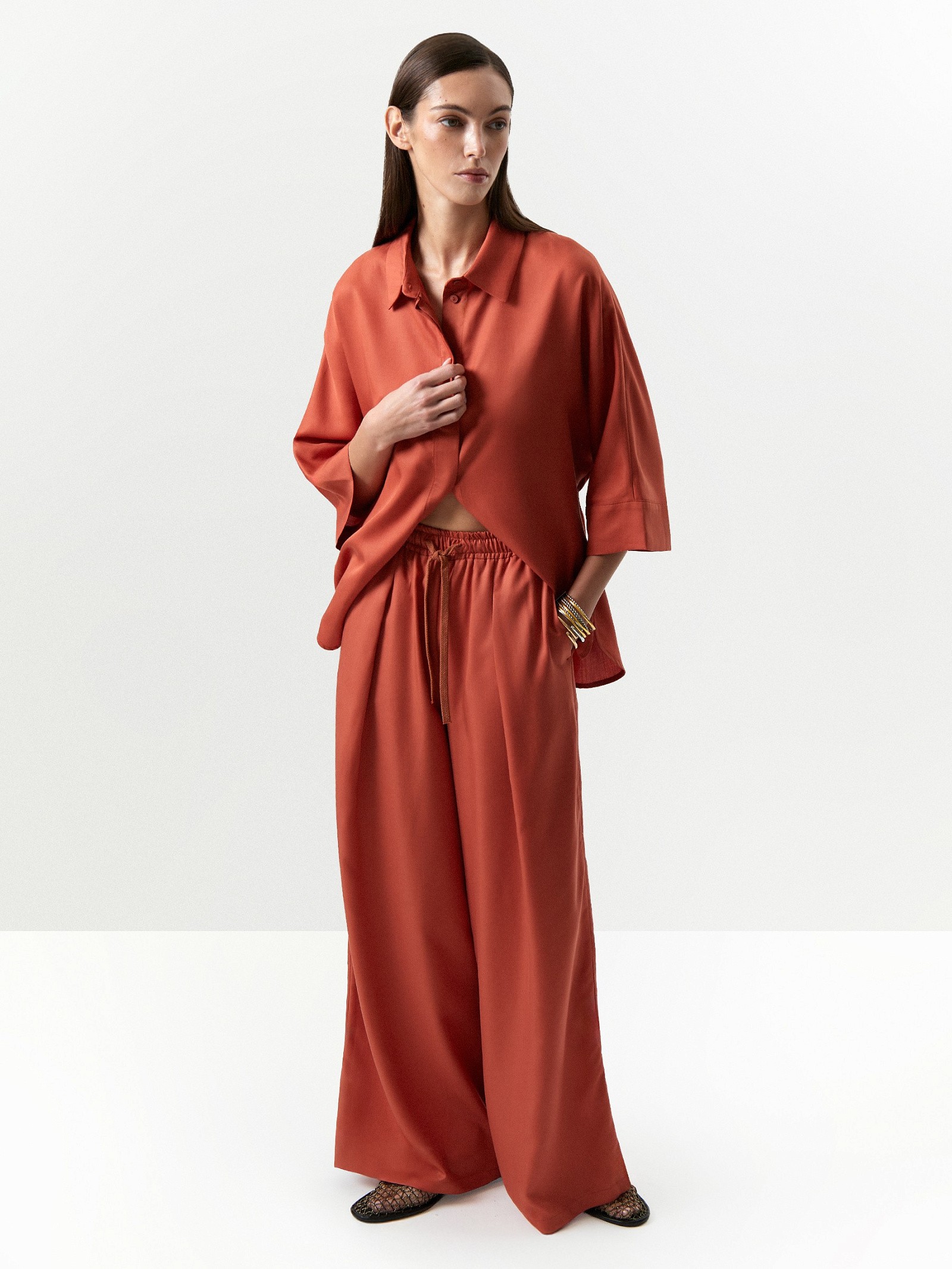 Брюки на резинке из 100% тенсела