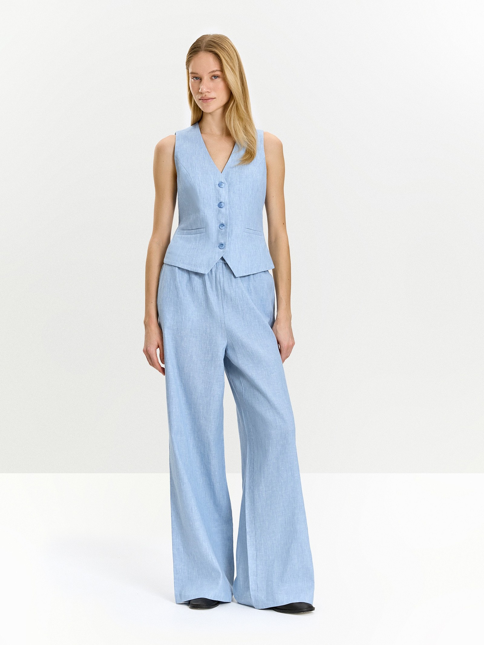 Однобортный жилет изо льна