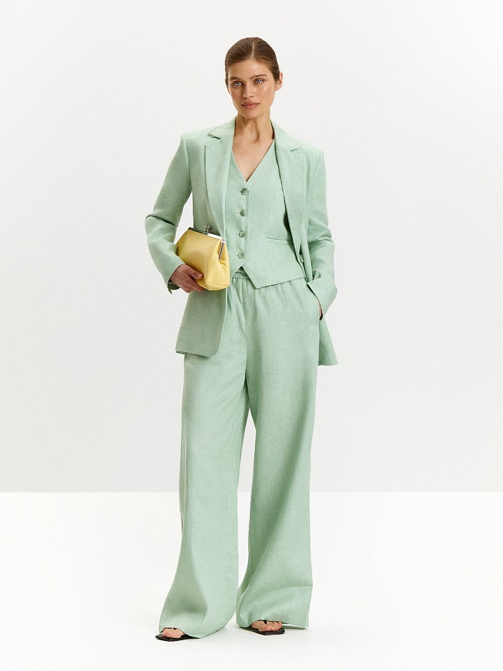 Брюки широкого кроя изо льна