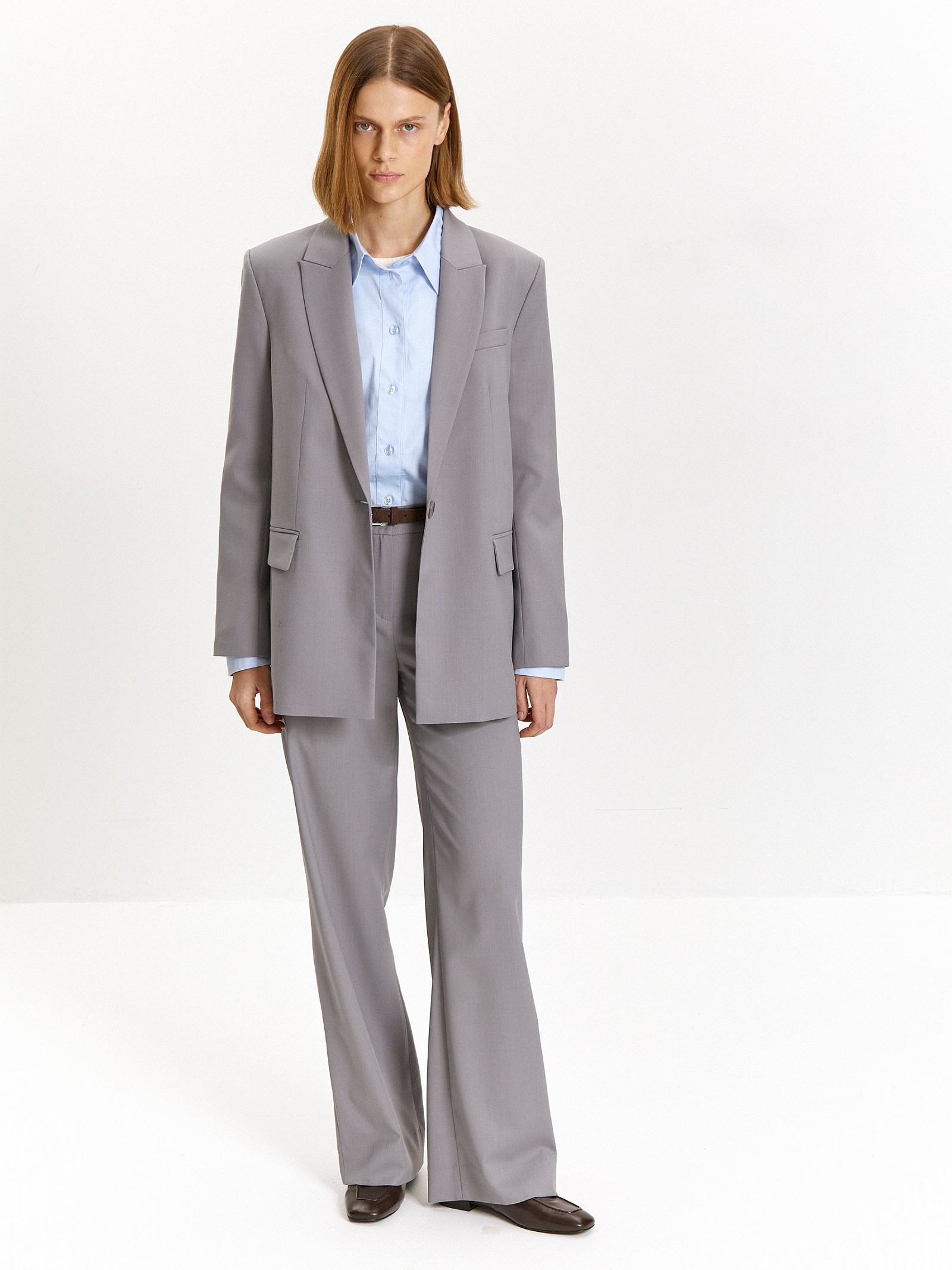 Однобортный жакет из костюмной шерсти