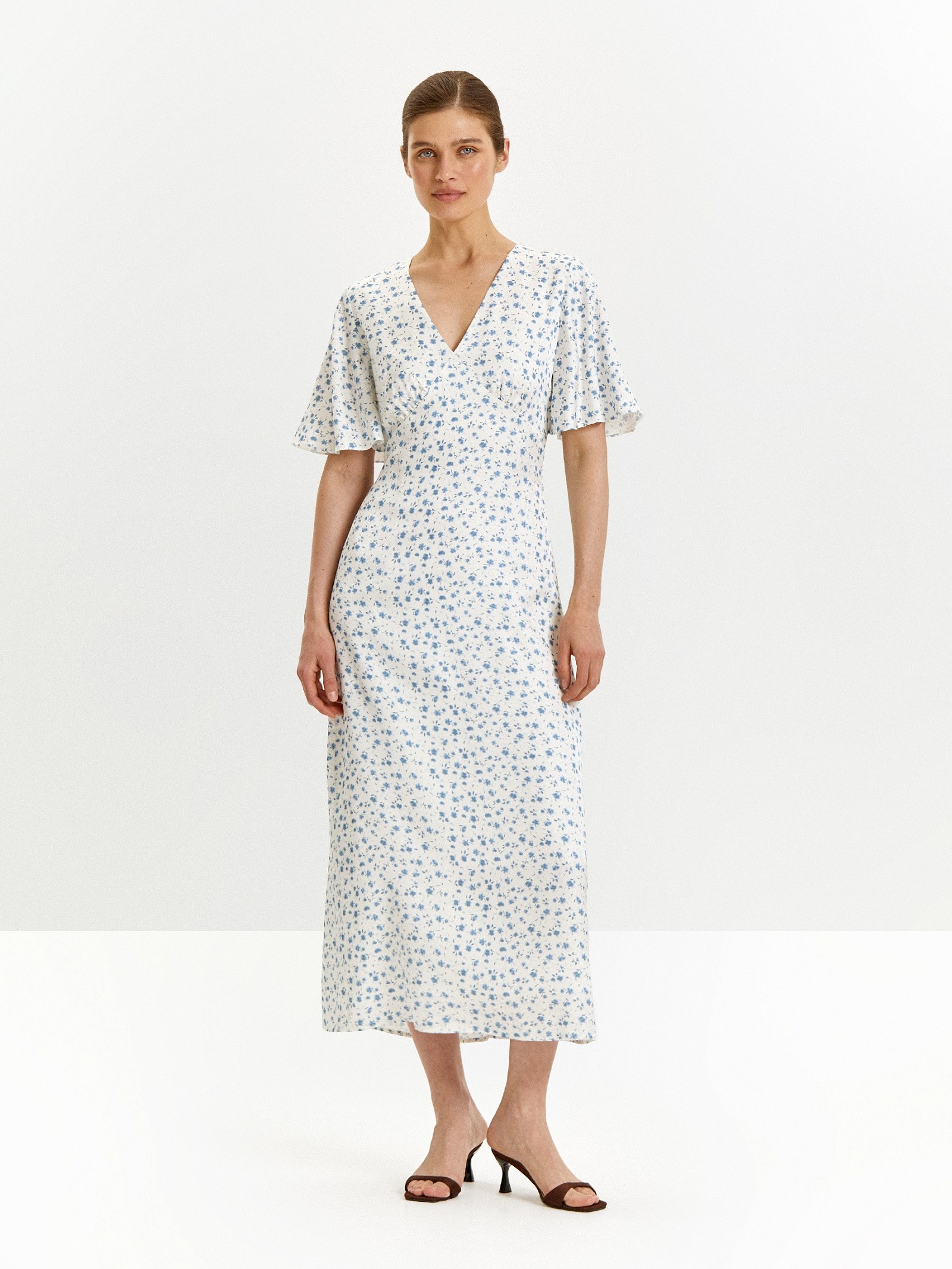 Платье макси из 100% вискозы с цветочным принтом