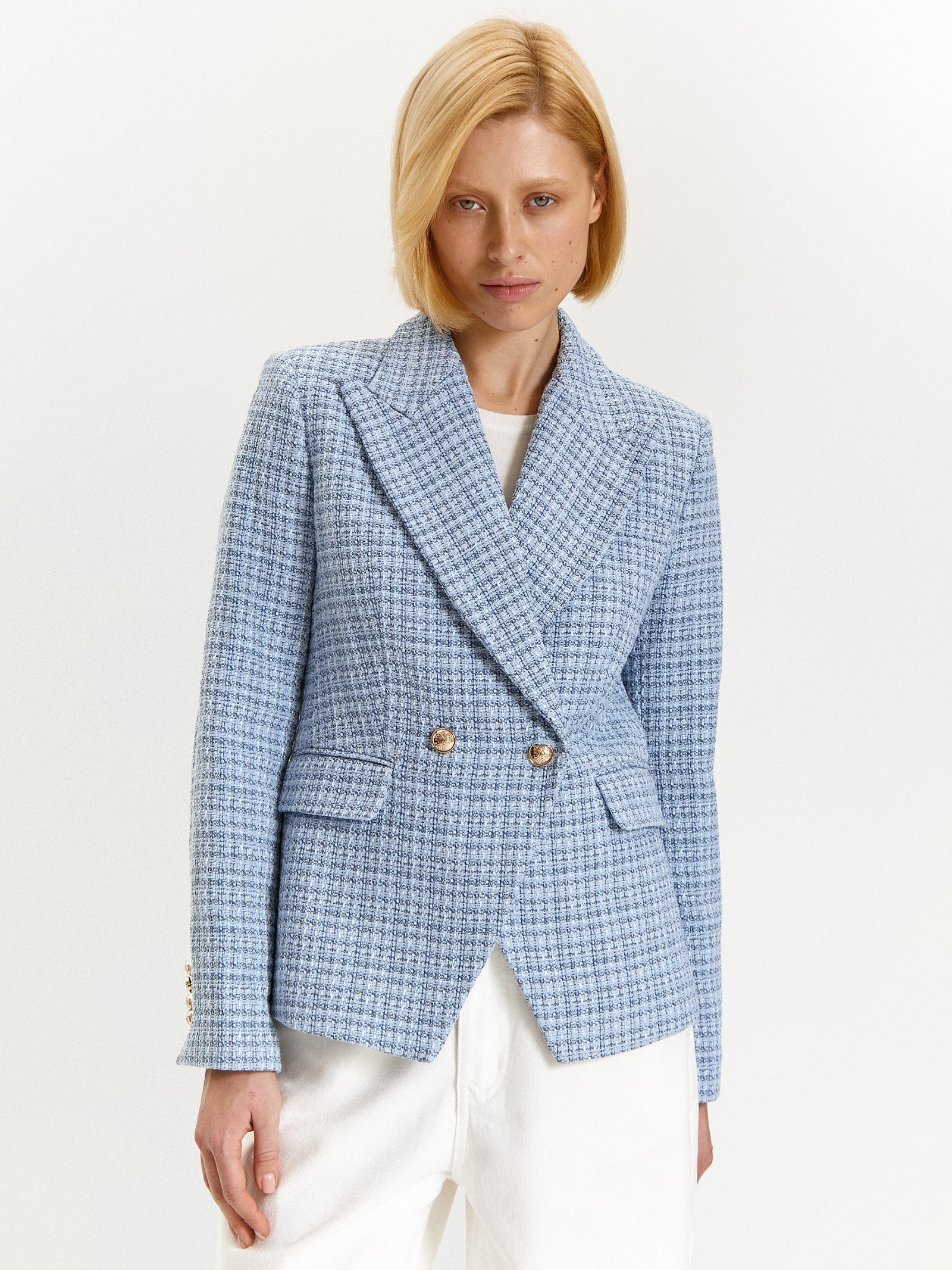 Жакет в клетку из твида