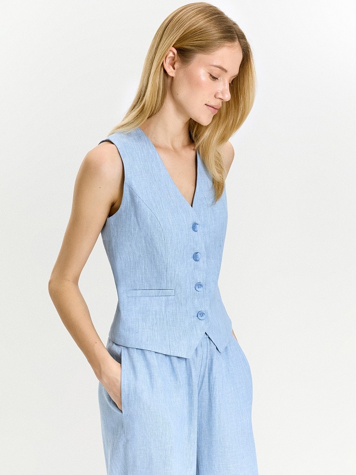 Однобортный жилет изо льна