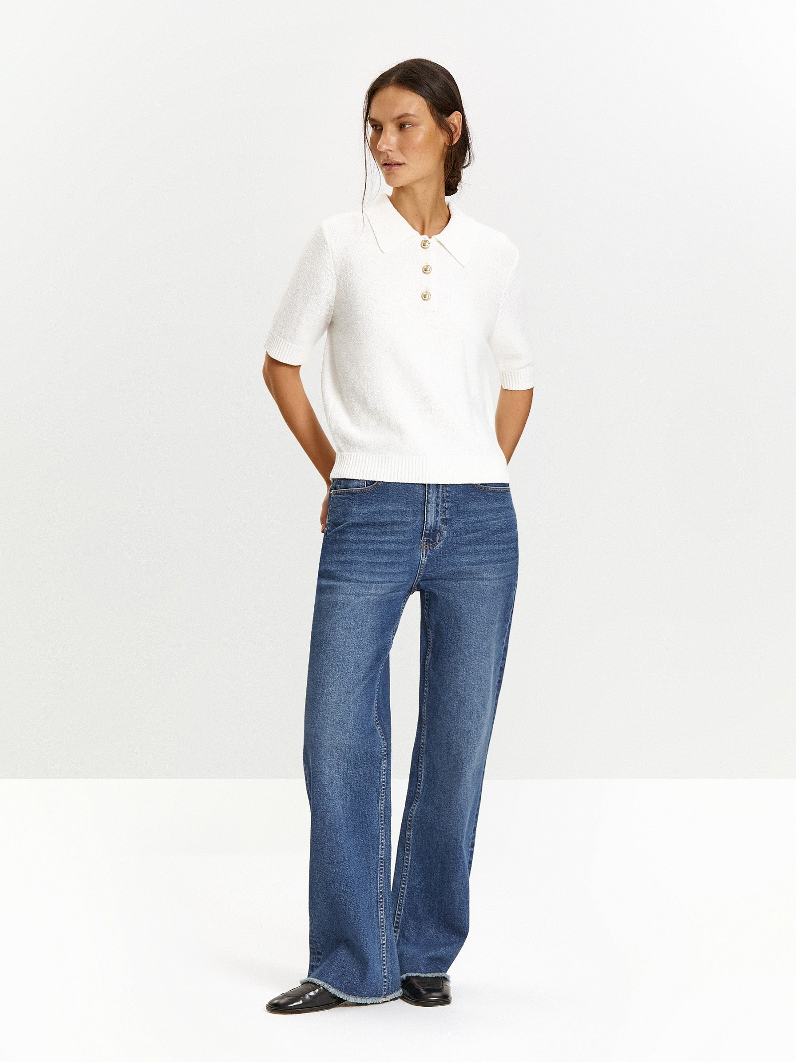 Джемпер с коротким рукавом из хлопка