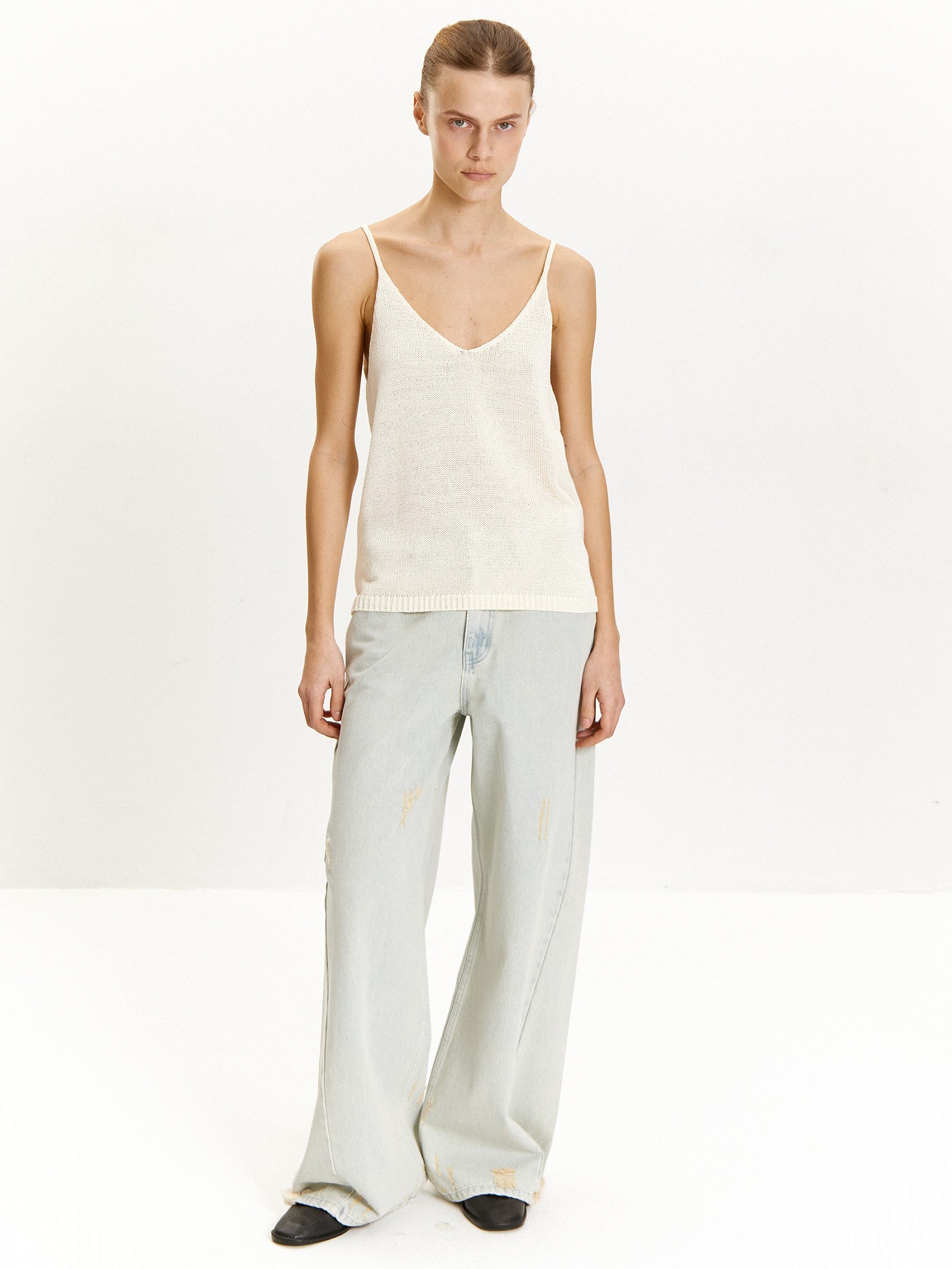 Трикотажный топ с металлизированной нитью