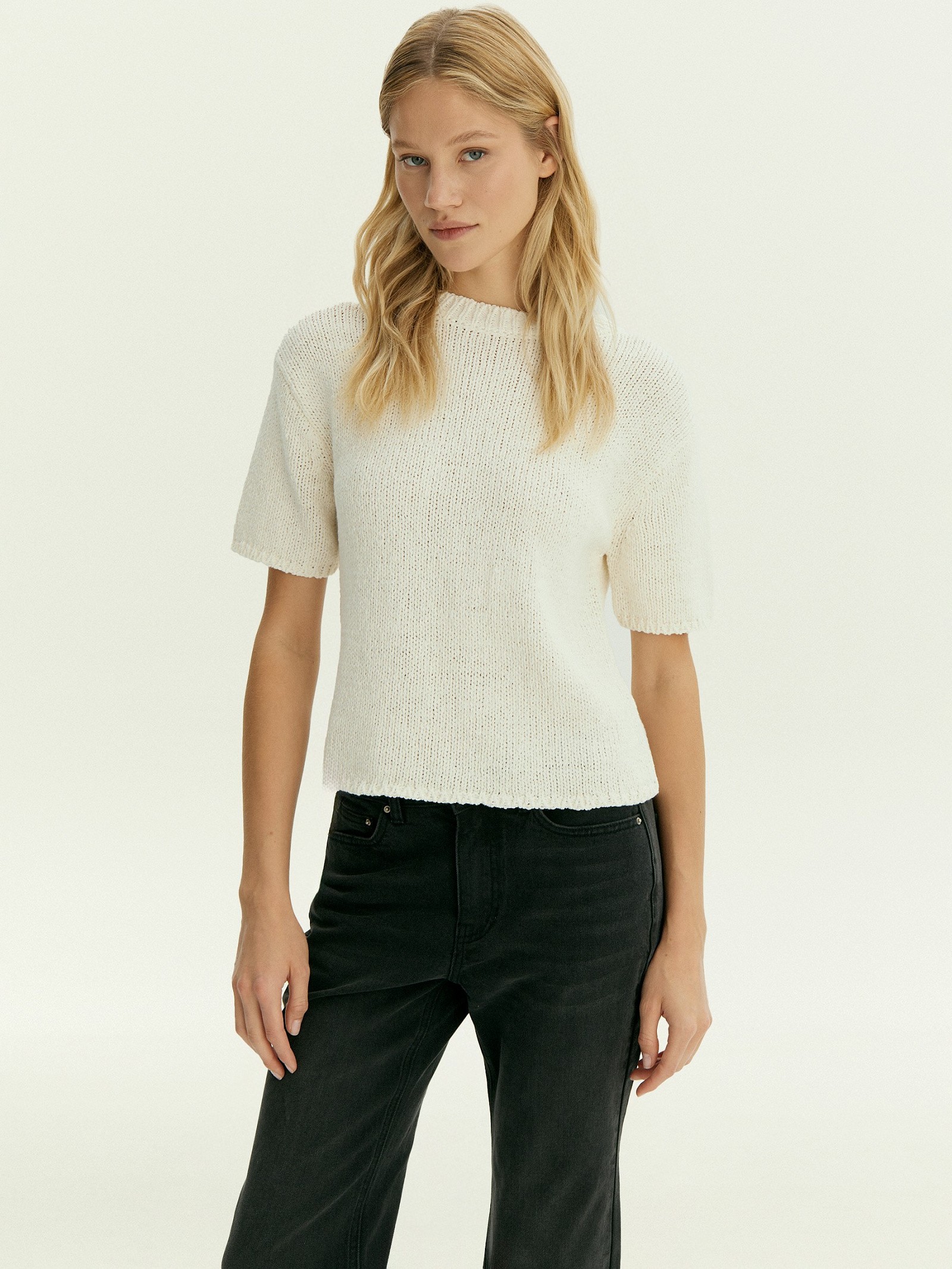 Джемпер с коротким рукавом из хлопка