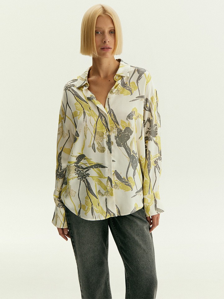 Рубашка с цветочным принтом из 100% вискозы