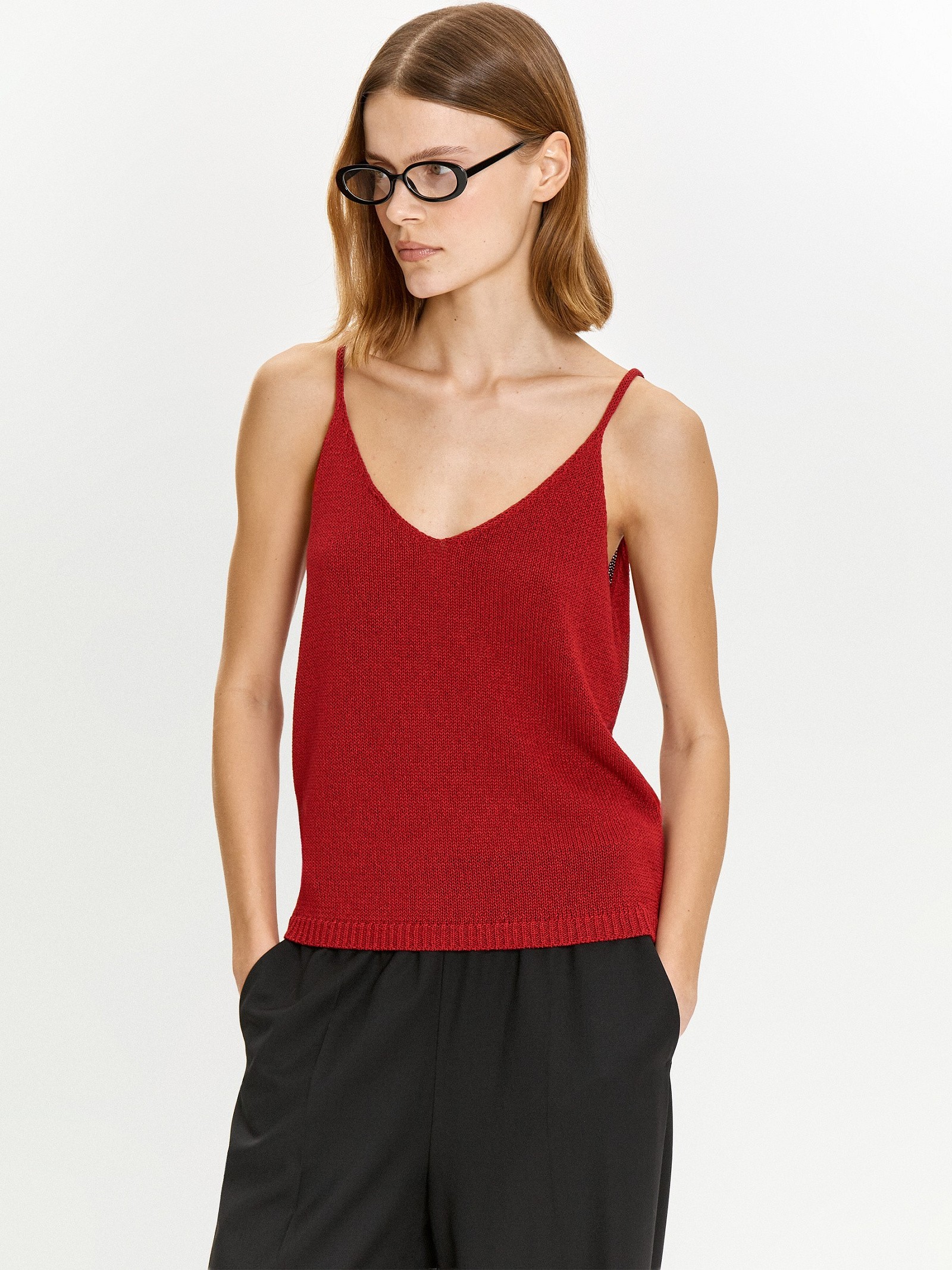 Трикотажный топ с металлизированной нитью