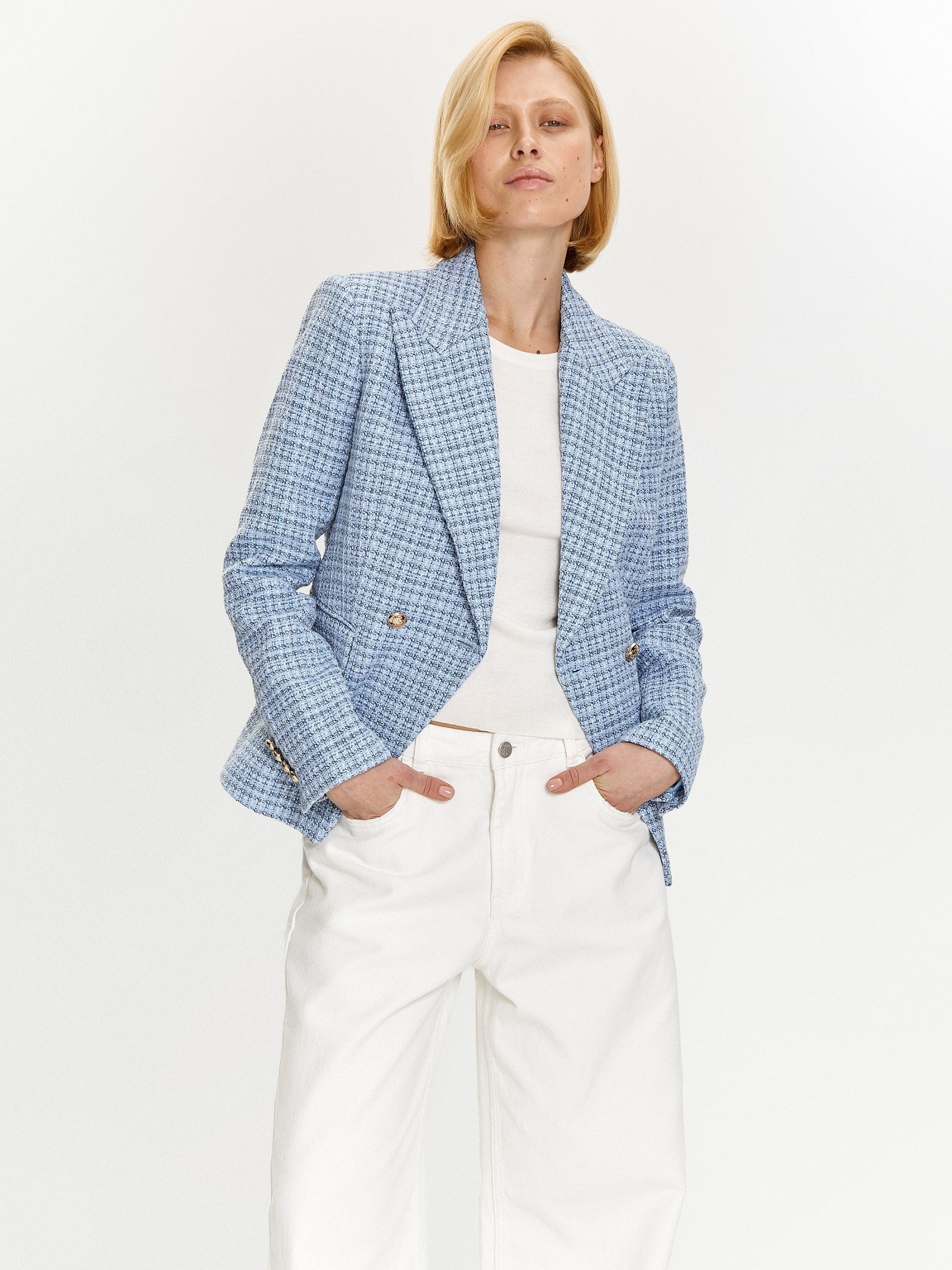 Жакет в клетку из твида