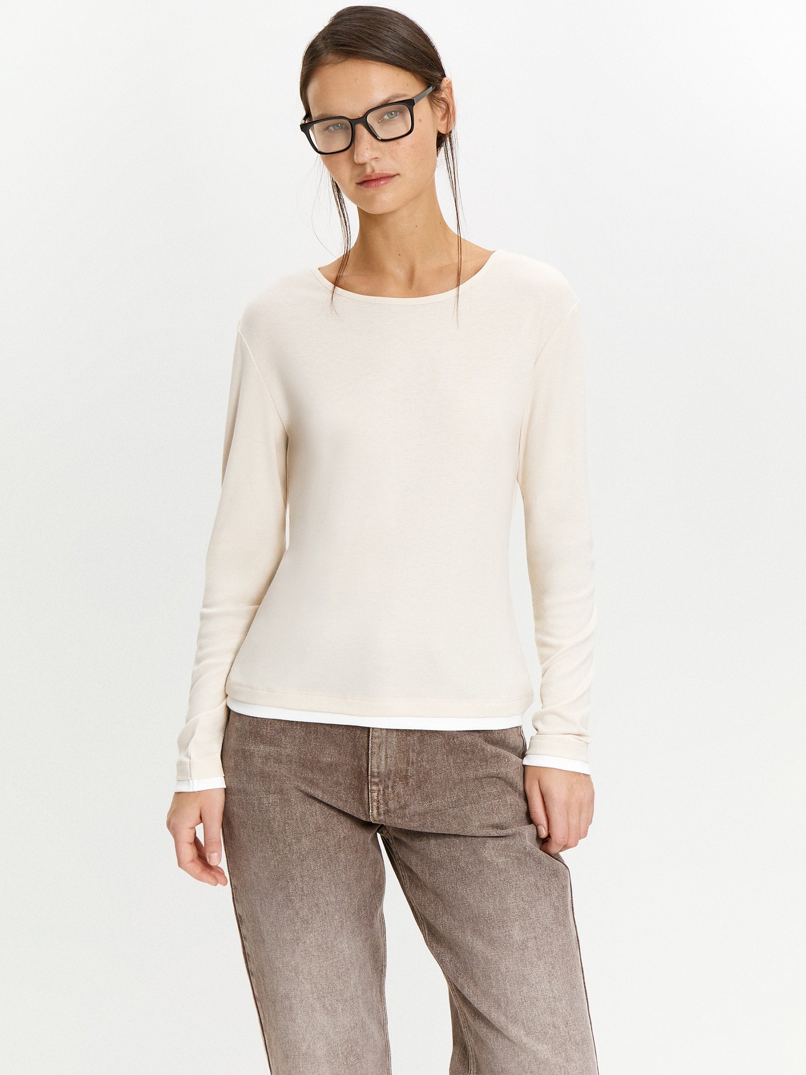 Лонгслив однотонный из вискозы