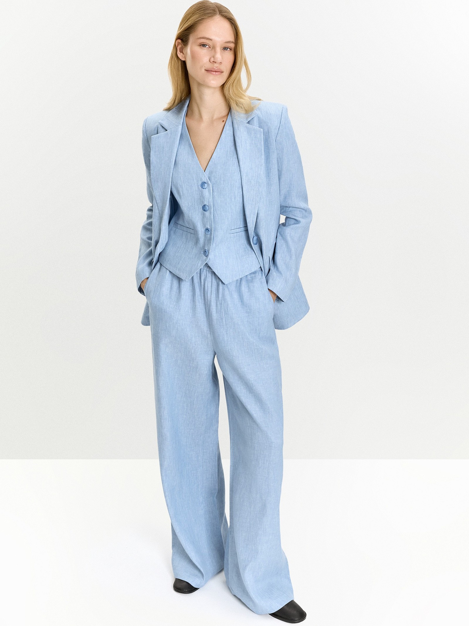 Брюки на резинке изо льна