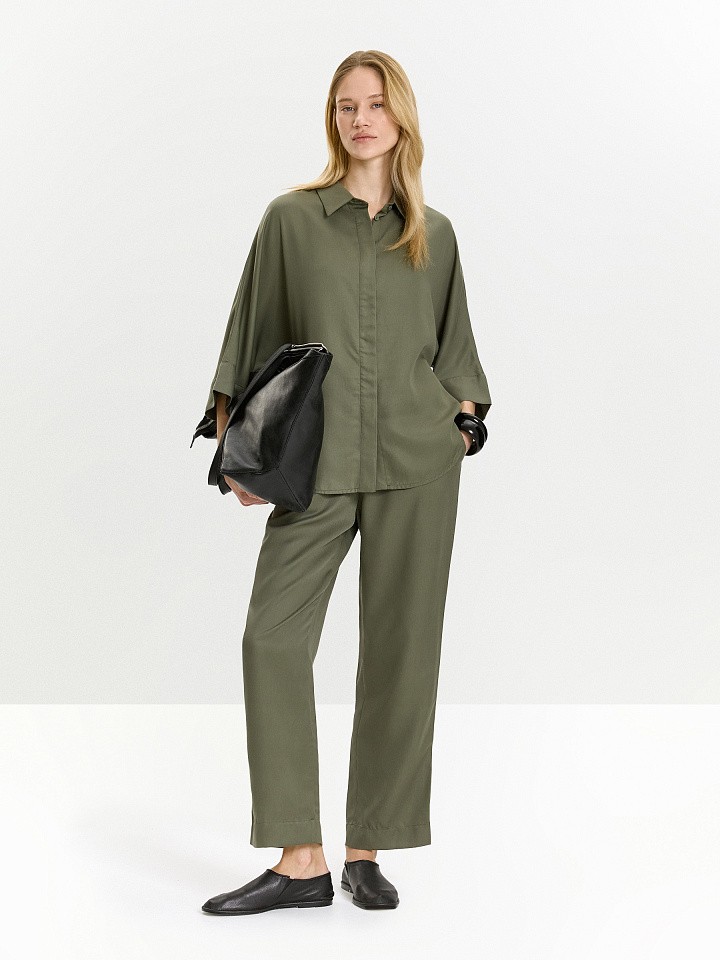 Брюки зауженного кроя из 100% тенсела