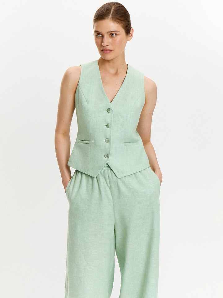 Однобортный жилет изо льна