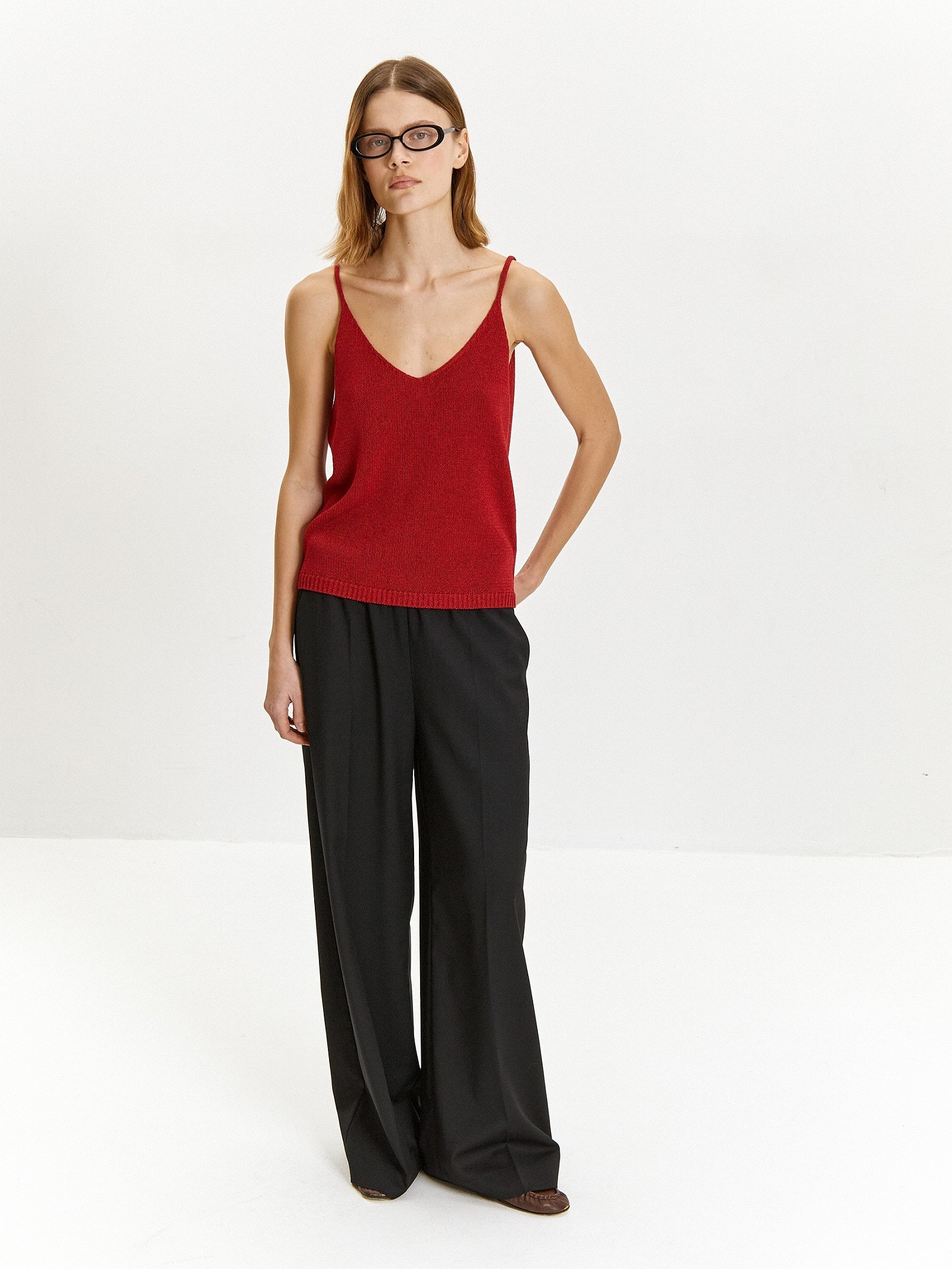 Трикотажный топ с металлизированной нитью