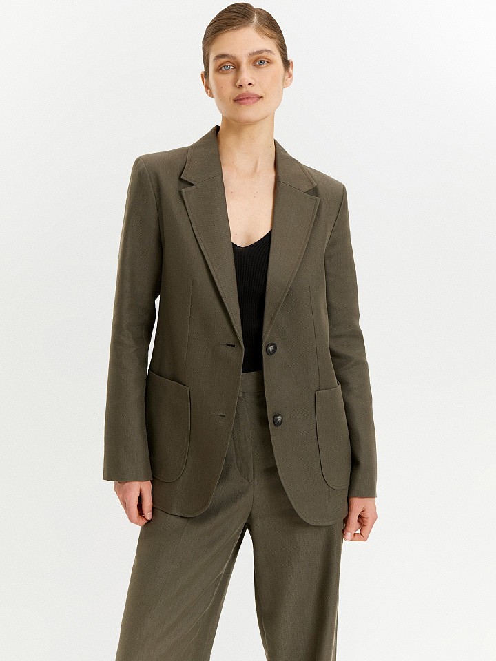 Однобортный жакет с добавлением льна