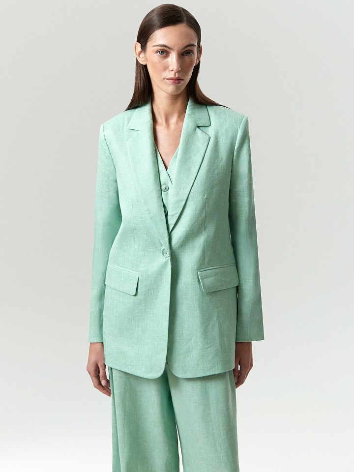 Однобортный жакет изо льна