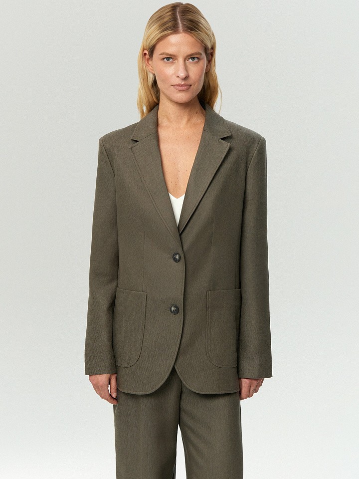 Однобортный жакет с добавлением льна