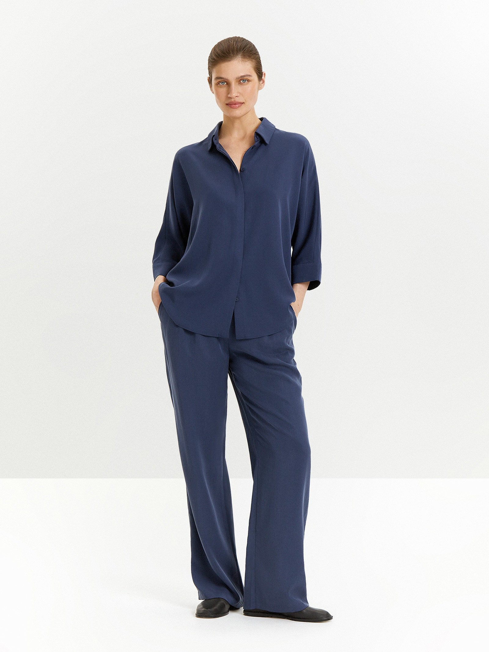 Рубашка с рукавом 3/4 из 100% тенсела