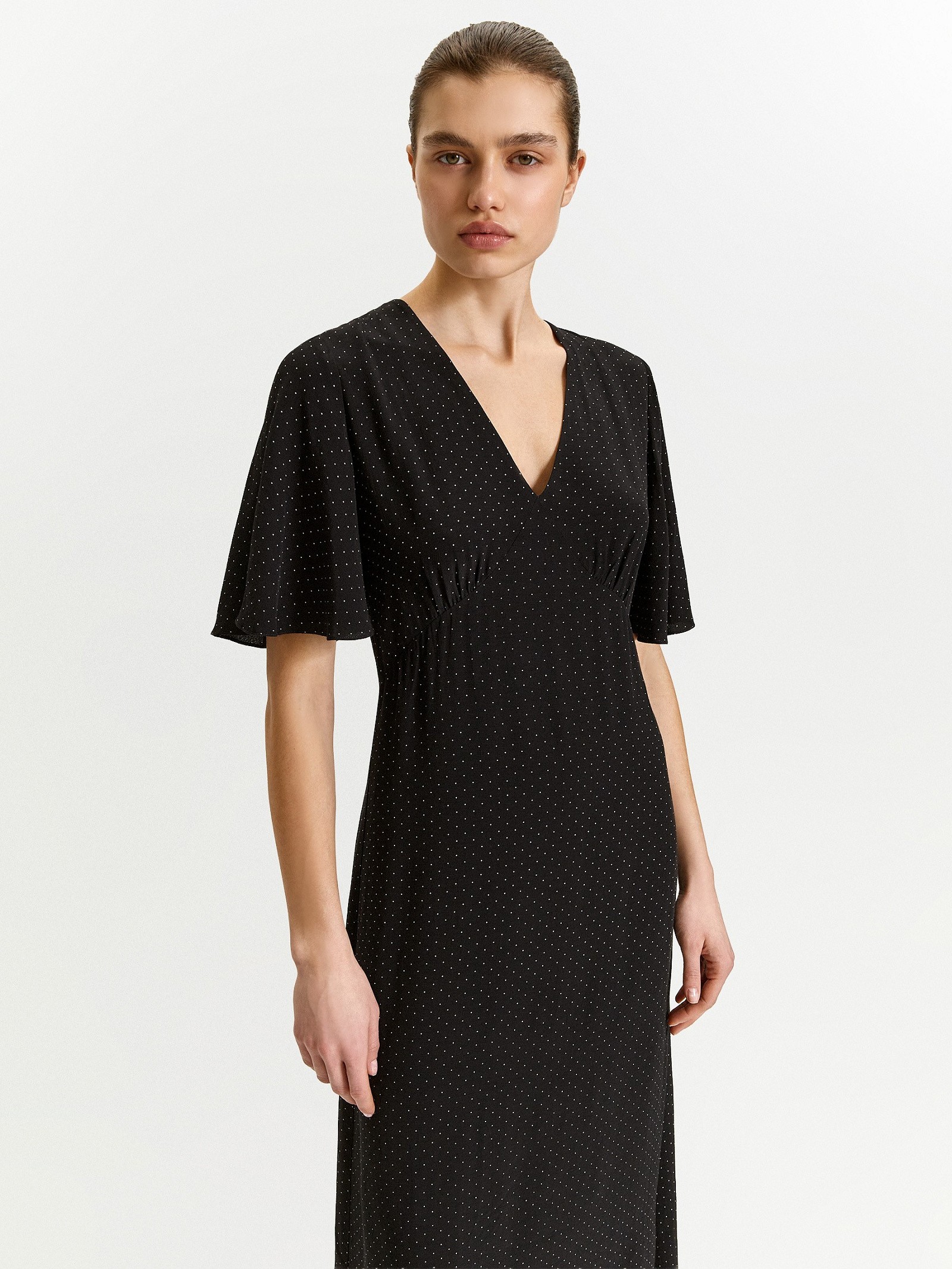 Платье миди из 100% вискозы в горох