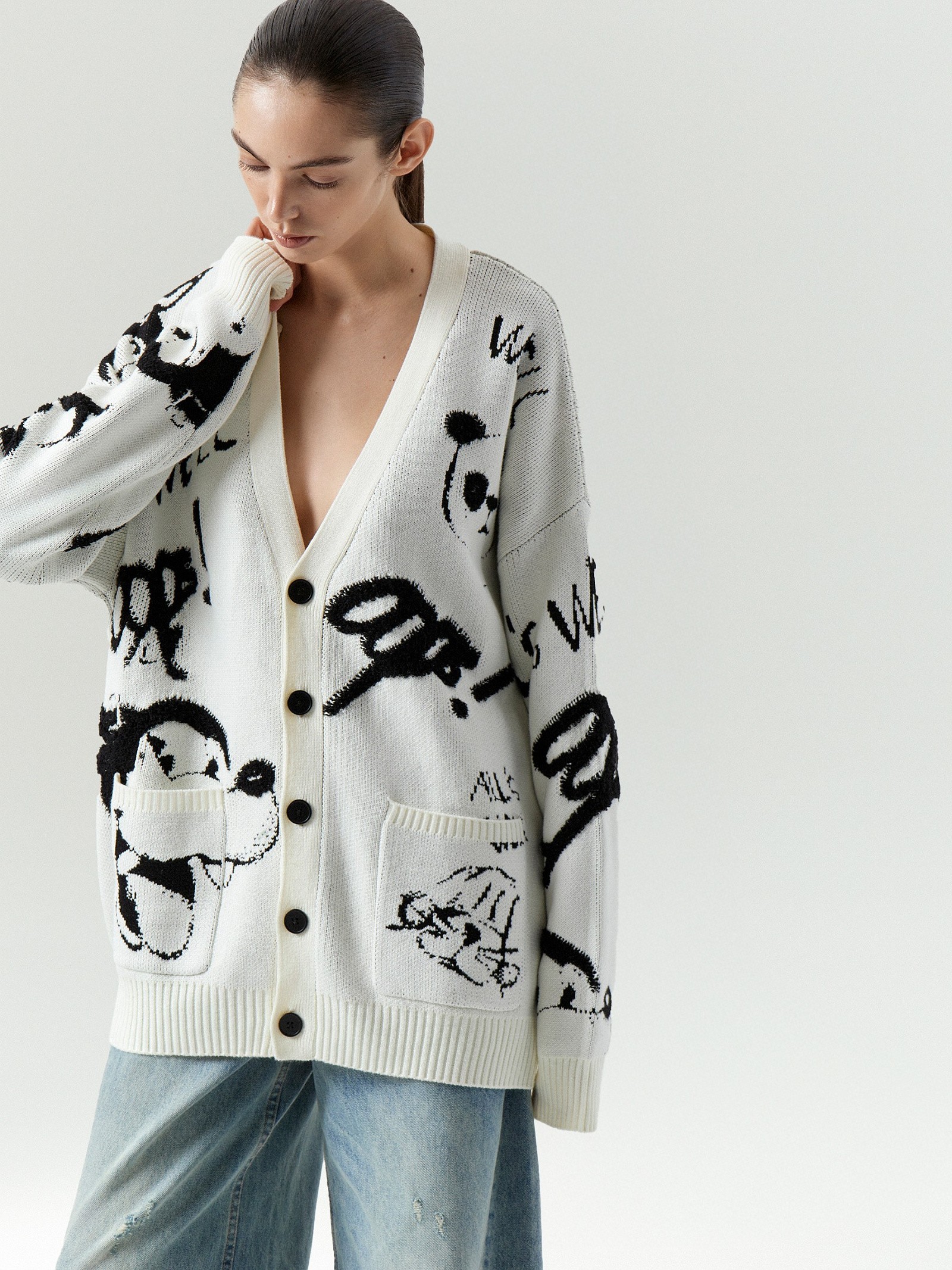 Кардиган oversize с принтом