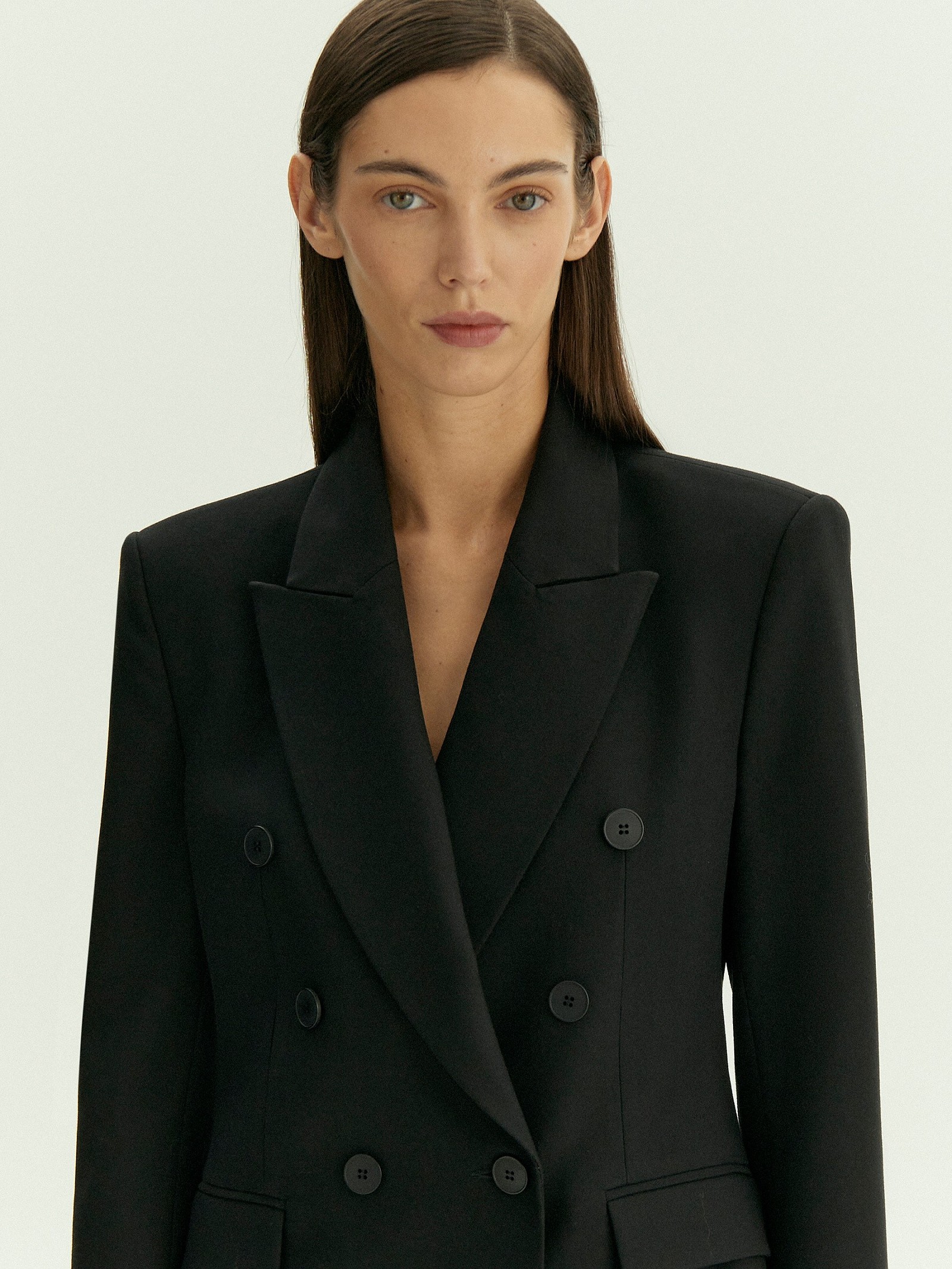 Двубортный жакет из костюмной шерсти