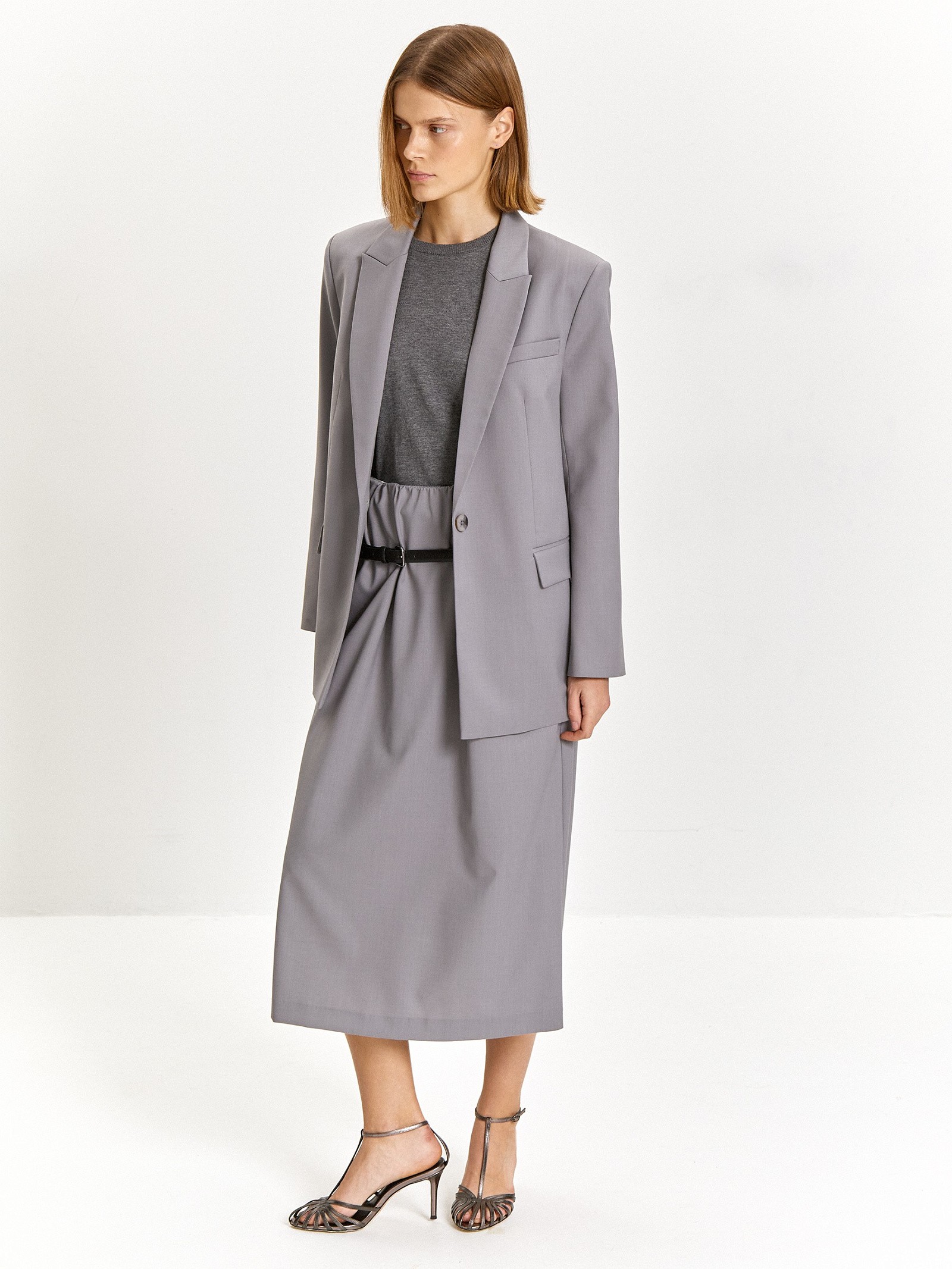 Юбка миди на резинке из костюмной шерсти