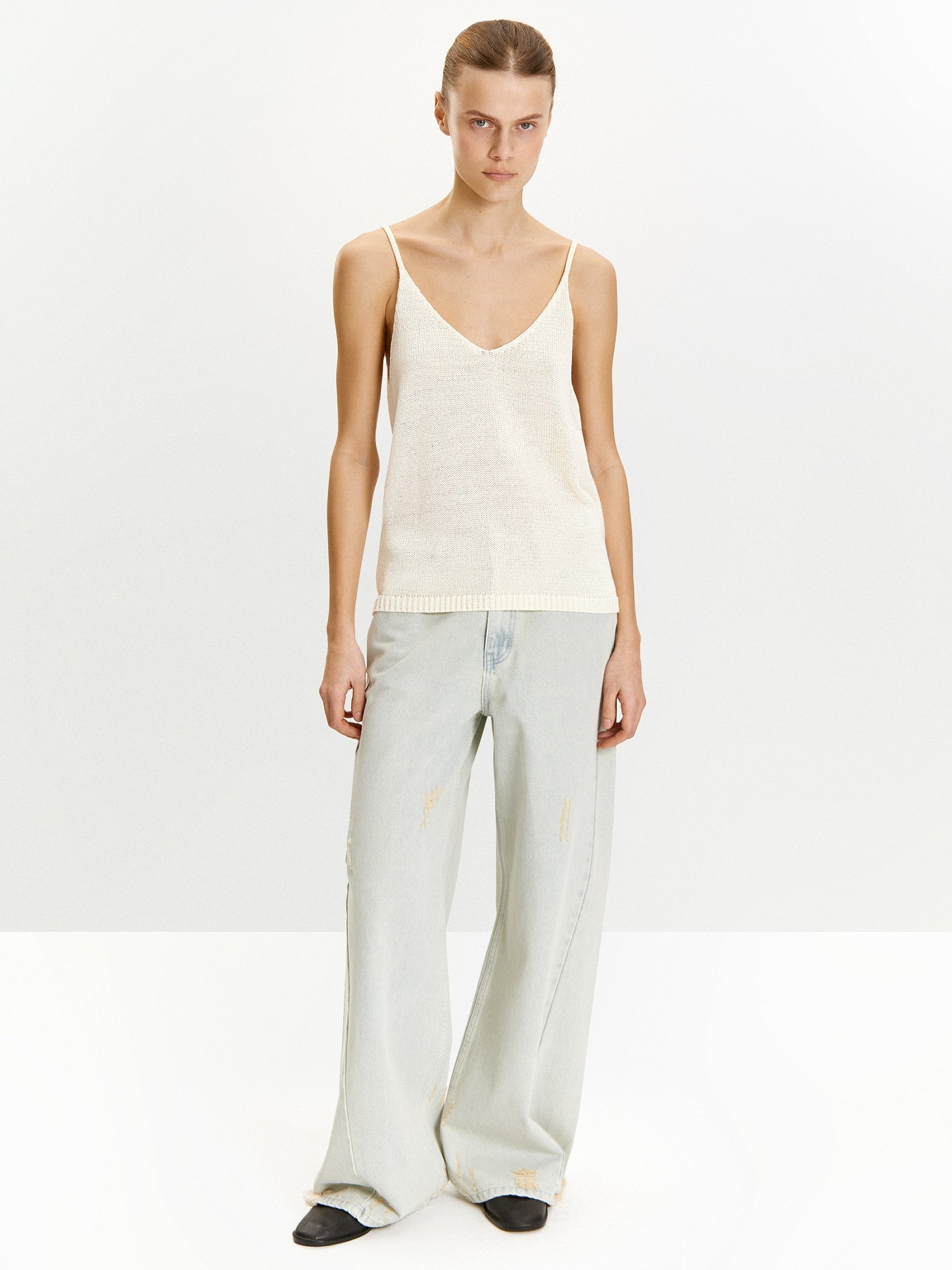 Трикотажный топ с металлизированной нитью