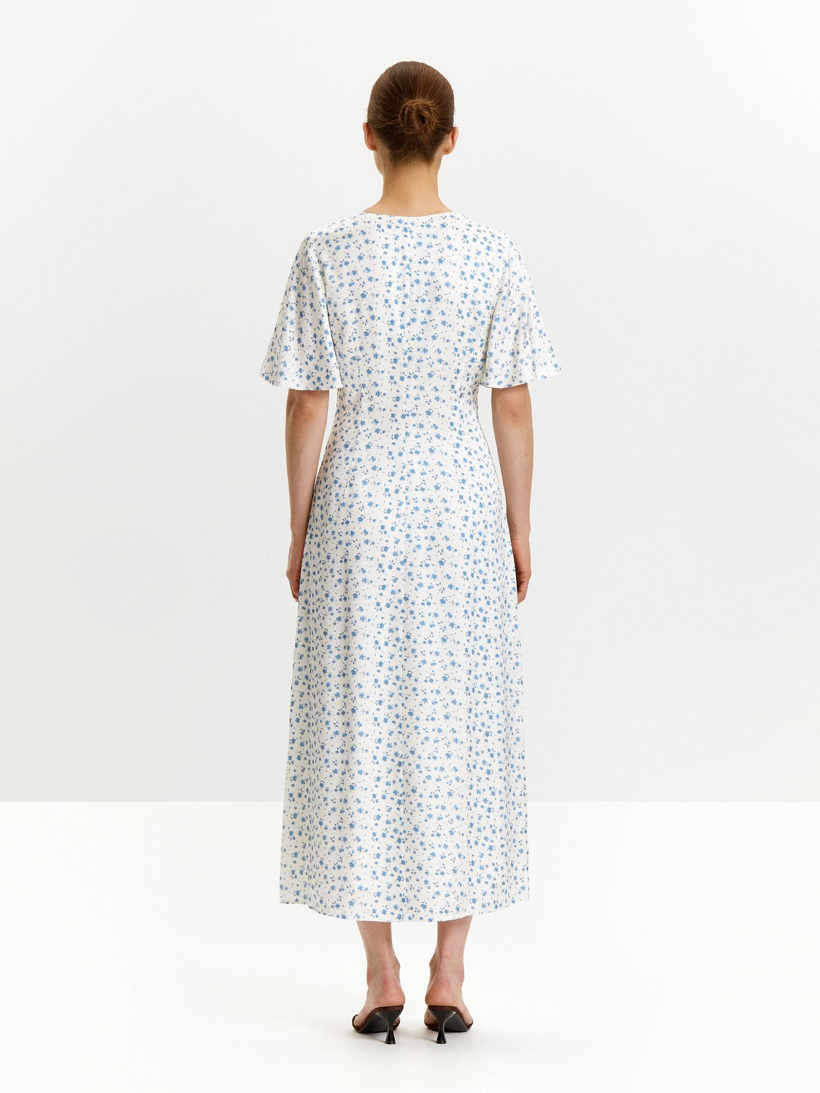 Платье макси из 100% вискозы с цветочным принтом