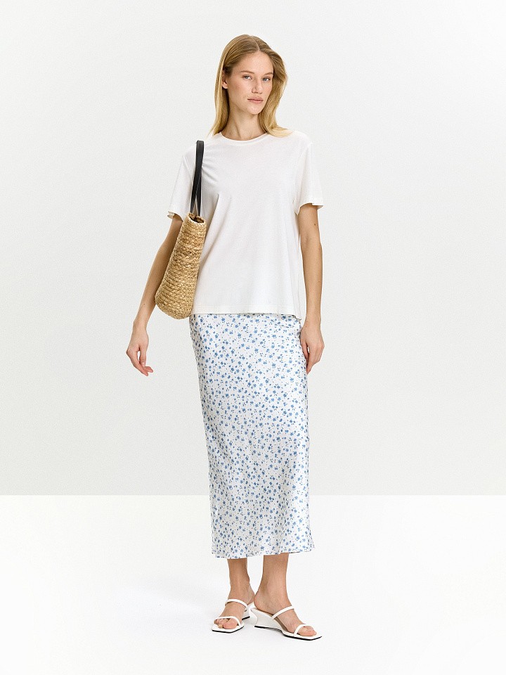 Юбка миди из 100% вискозы с цветочным принтом